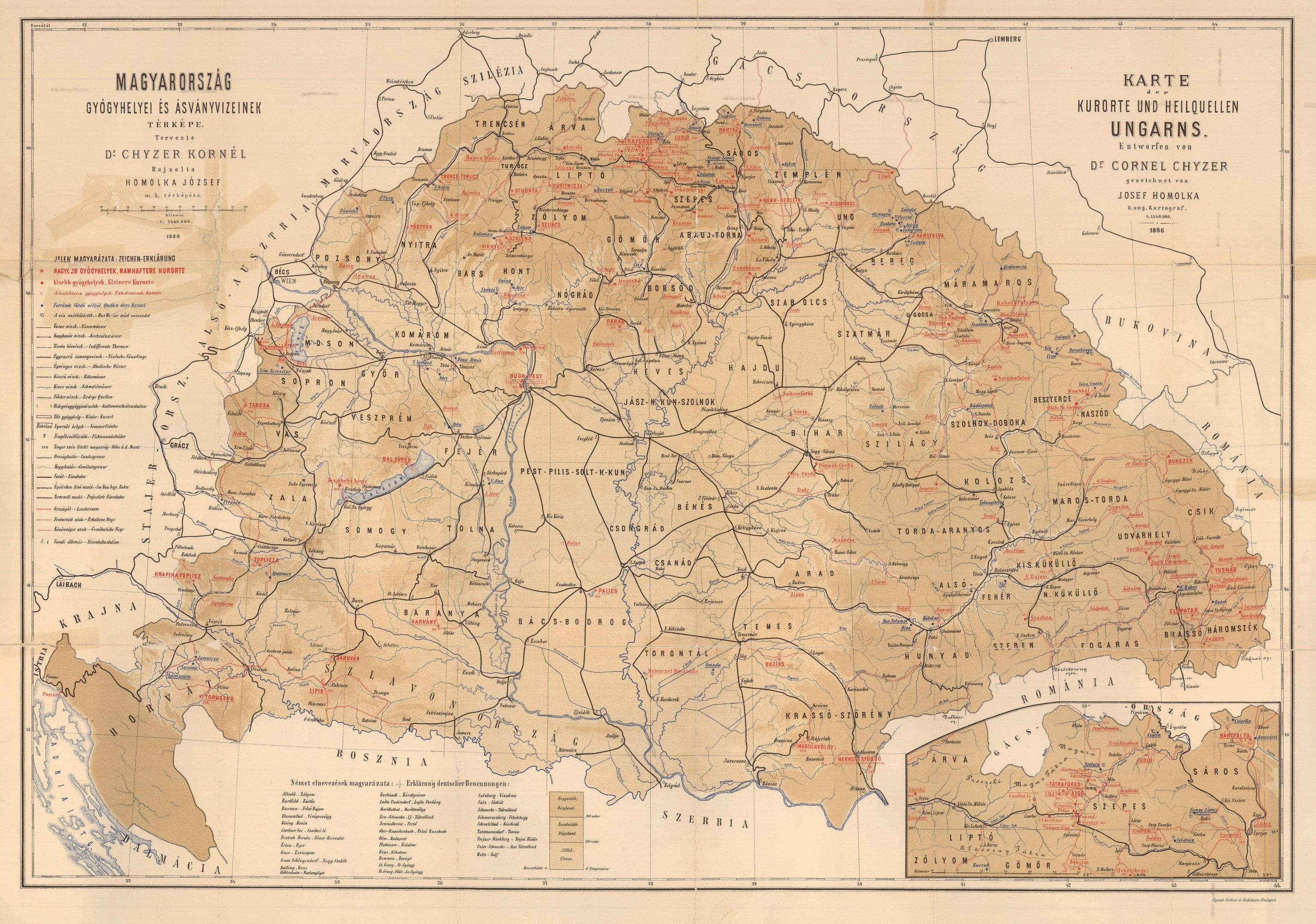 Magyarország gyógyhelyei és ásványvizeinek térképe (Magyar Környezetvédelmi és Vízügyi Múzeum - Duna Múzeum CC BY-NC-SA)