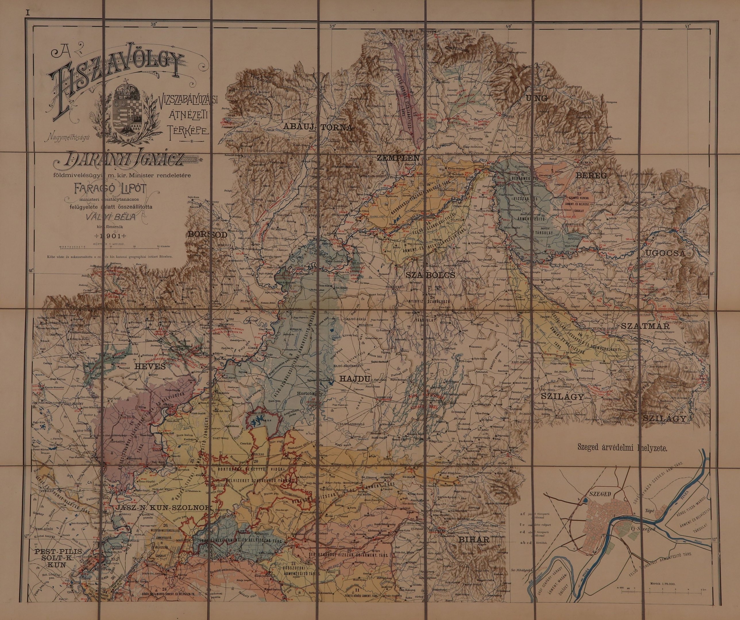 A Tiszavölgy vízszabályozási és átnézeti térképe (Magyar Környezetvédelmi és Vízügyi Múzeum - Duna Múzeum CC BY-NC-SA)