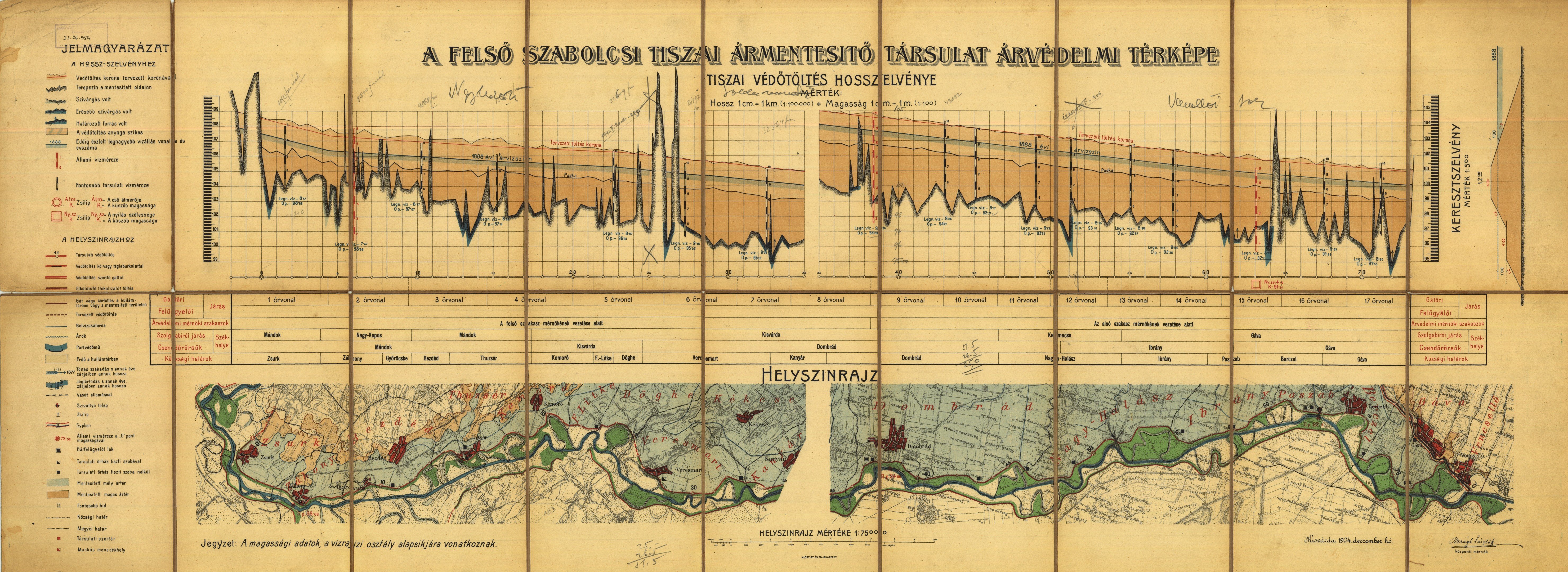 A Felső Szabolcsi Tiszai Ármentesítő Társulat árvédelmi térképe (Magyar Környezetvédelmi és Vízügyi Múzeum - Duna Múzeum CC BY-NC-SA)