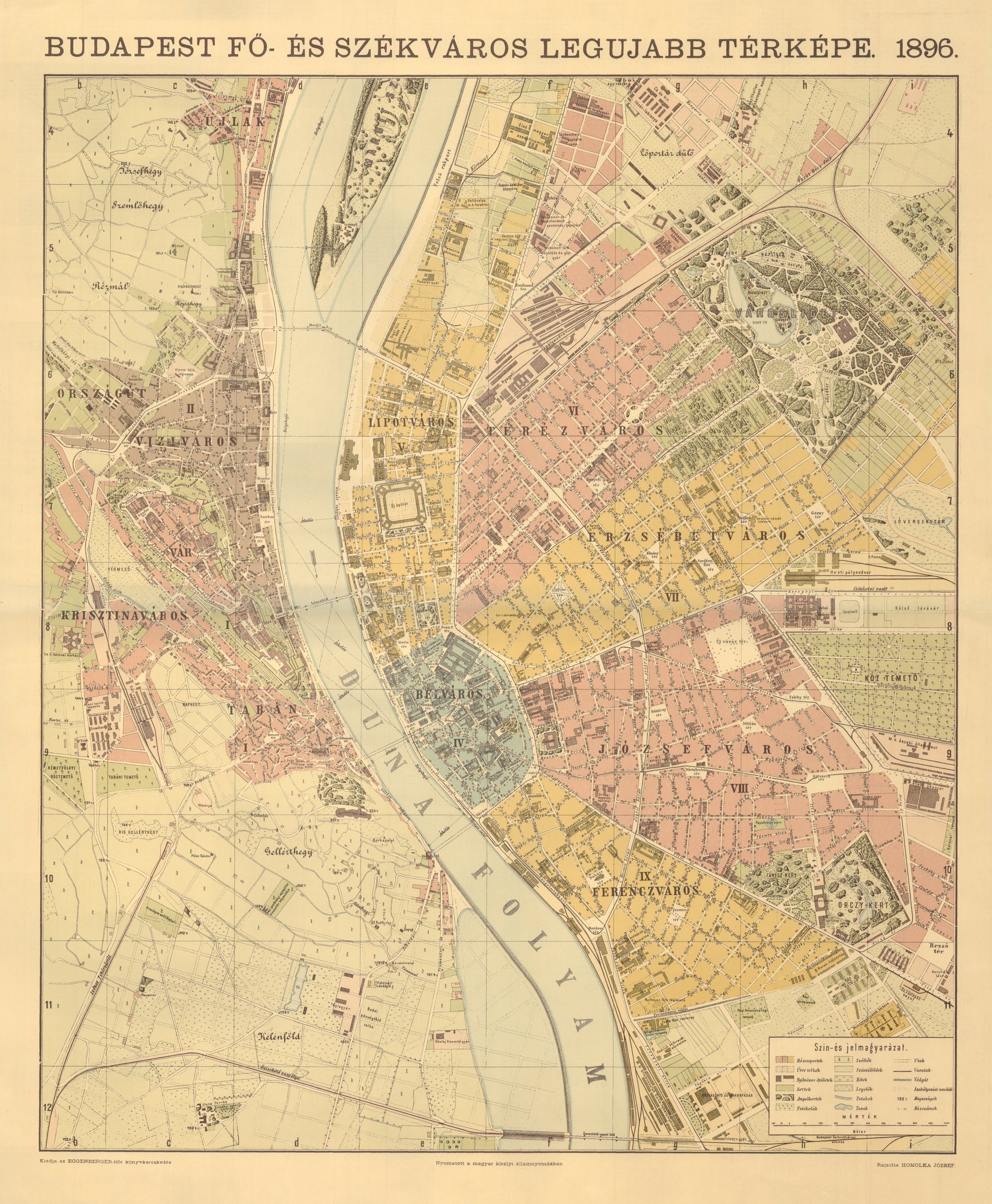 Budapest Fő- és Székváros legújabb térképe, 1896 (Magyar Környezetvédelmi és Vízügyi Múzeum - Duna Múzeum CC BY-NC-SA)