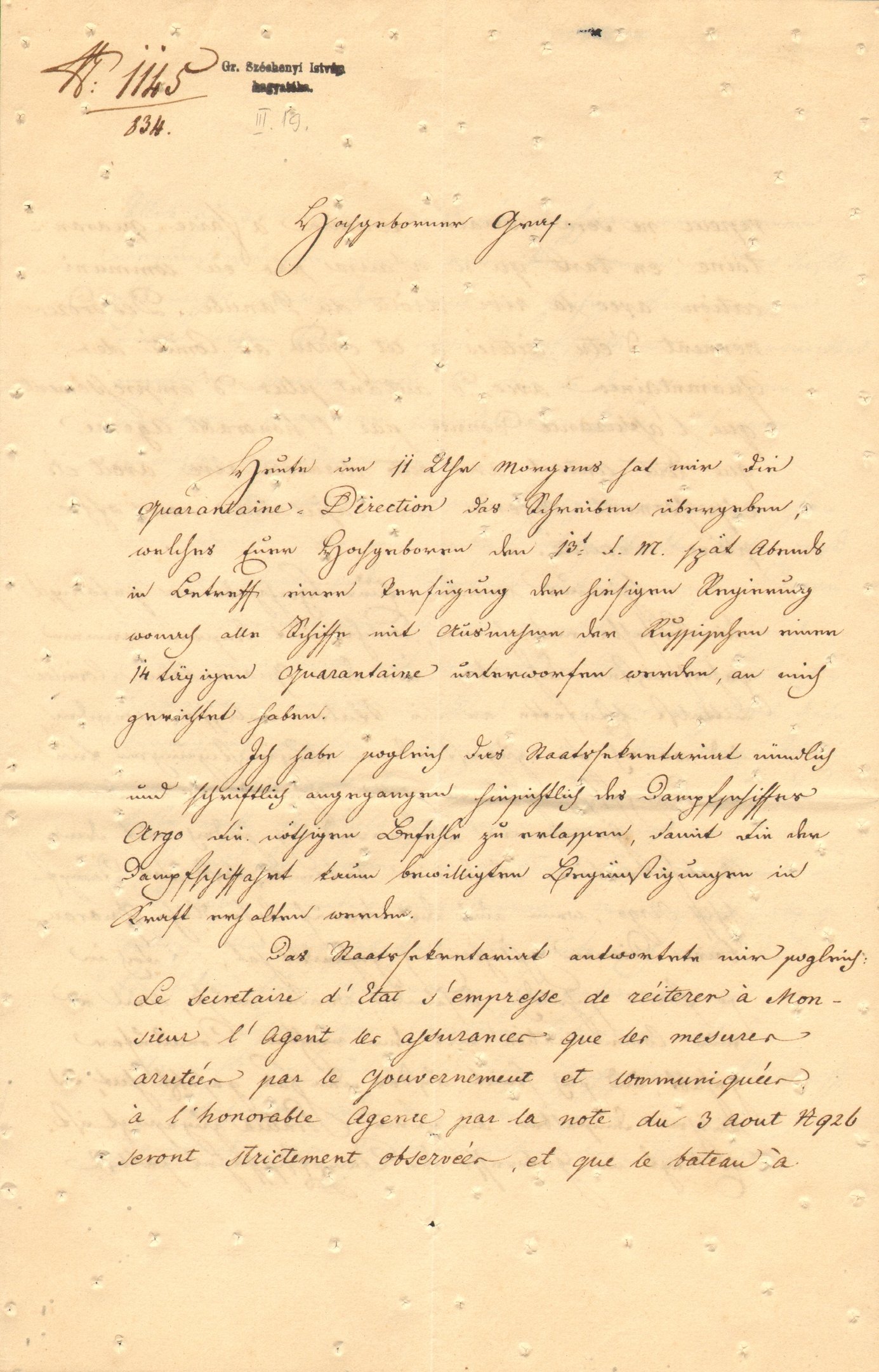 Simoni levele Széchenyi Istvánhoz (Magyar Környezetvédelmi és Vízügyi Múzeum - Duna Múzeum CC BY-NC-SA)