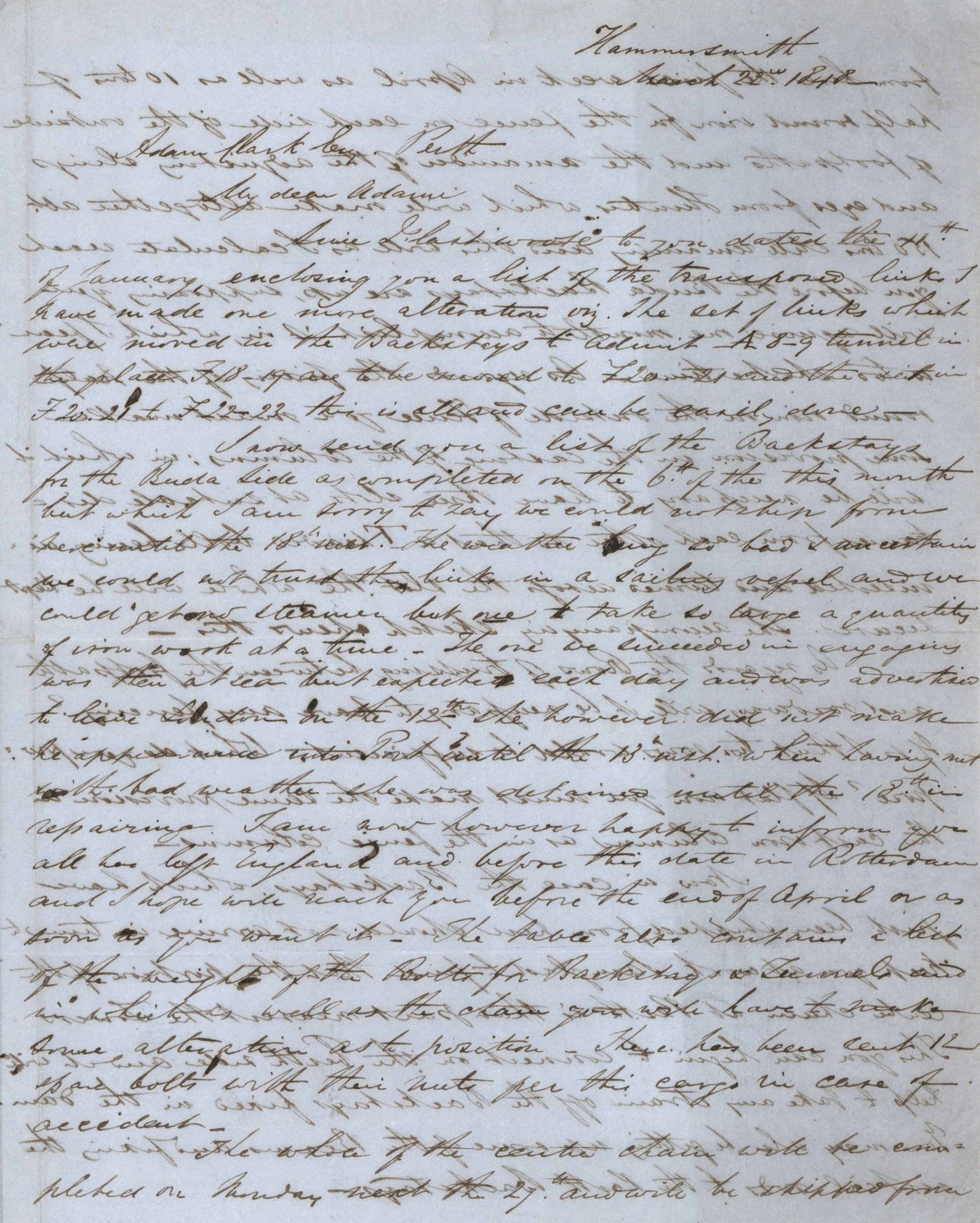 Croker levele Adam Clarkhoz (Magyar Környezetvédelmi és Vízügyi Múzeum - Duna Múzeum CC BY-NC-SA)