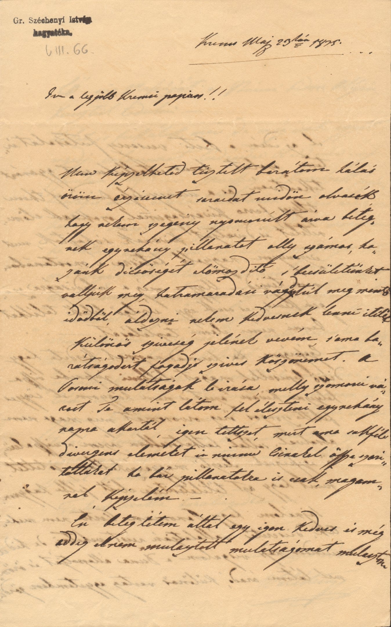 Gr. Waldstein levele Széchenyi Istvánhoz (Magyar Környezetvédelmi és Vízügyi Múzeum - Duna Múzeum CC BY-NC-SA)