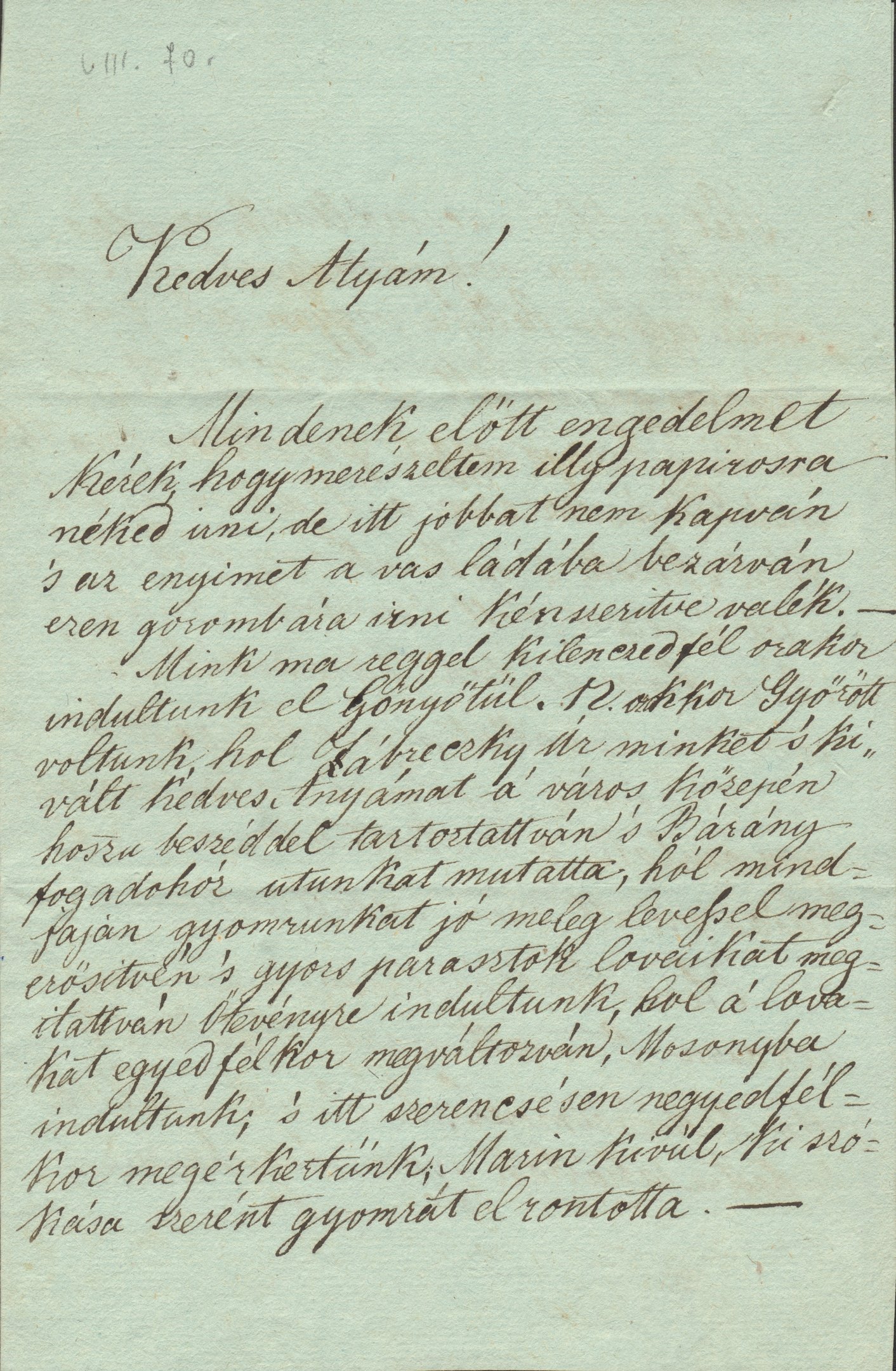 Gr. Zichy Alfréd levele Széchenyi Istvánhoz (Magyar Környezetvédelmi és Vízügyi Múzeum - Duna Múzeum CC BY-NC-SA)