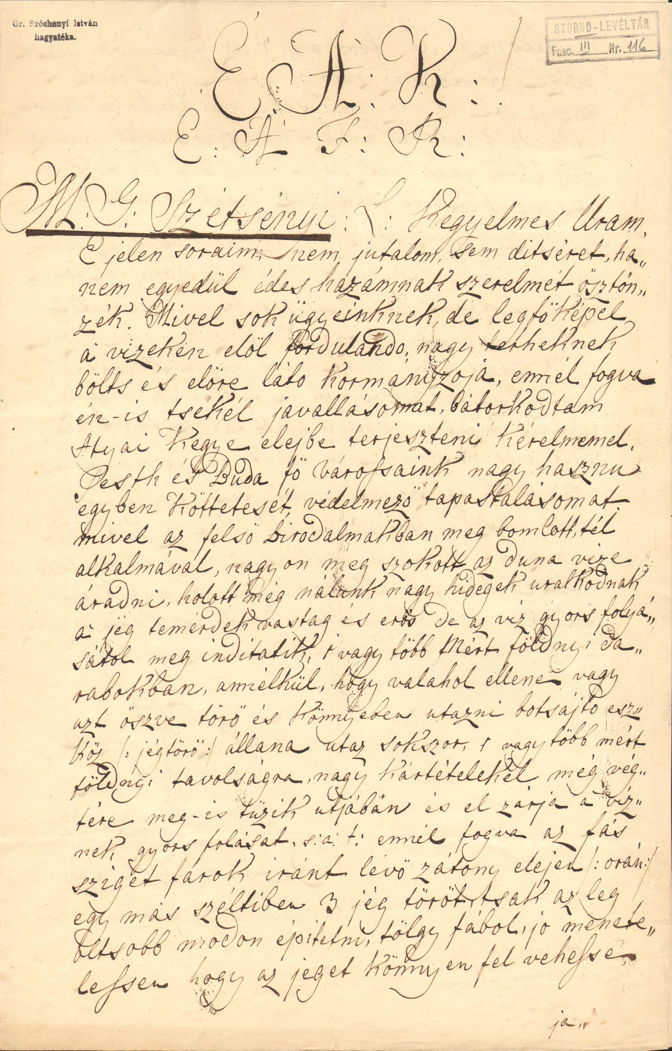 Ifj. Balogh Mihály levele Széchenyi Istvánhoz (Magyar Környezetvédelmi és Vízügyi Múzeum - Duna Múzeum CC BY-NC-SA)