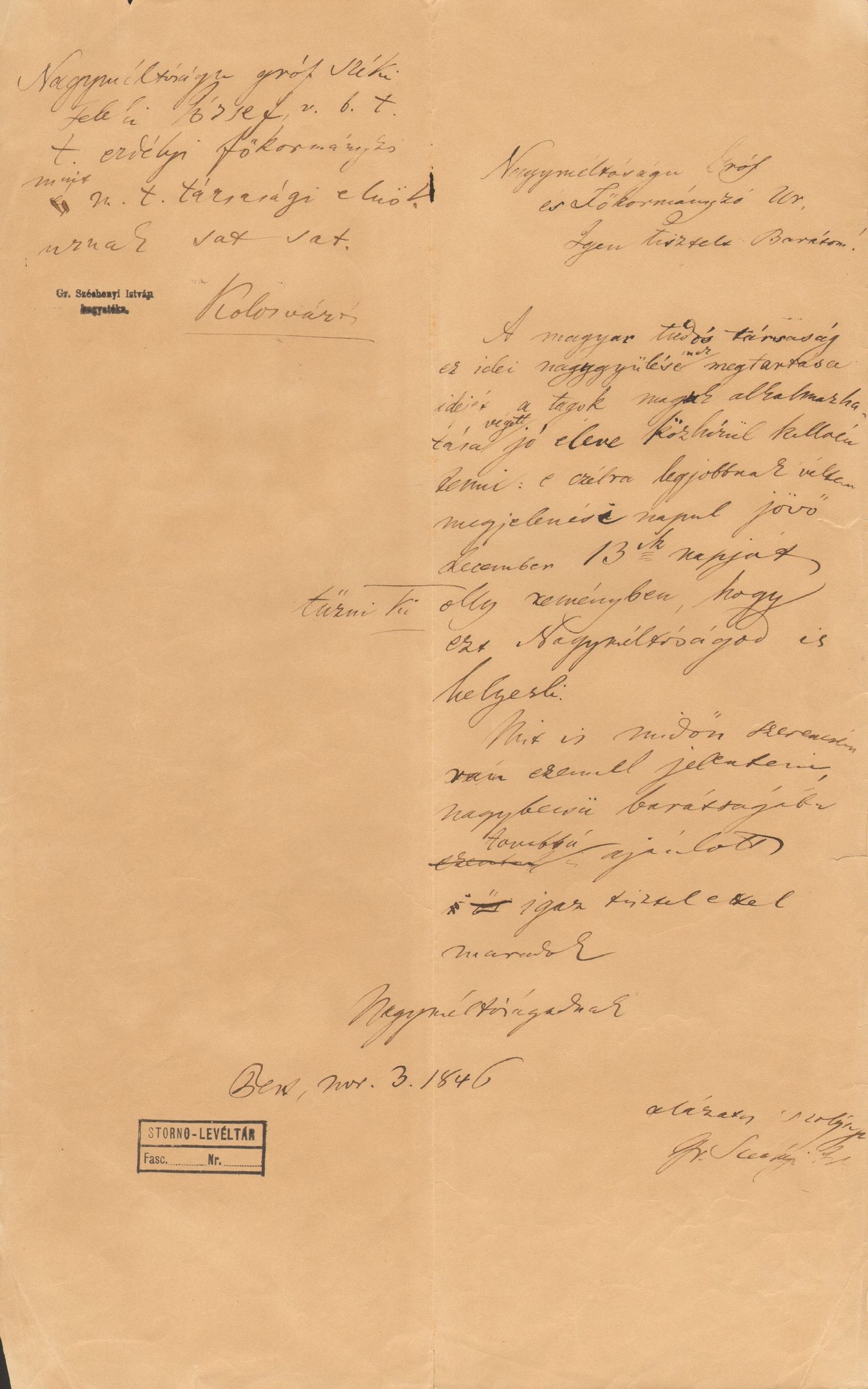 Széchenyi István levélfogalmazványa (Magyar Környezetvédelmi és Vízügyi Múzeum - Duna Múzeum CC BY-NC-SA)
