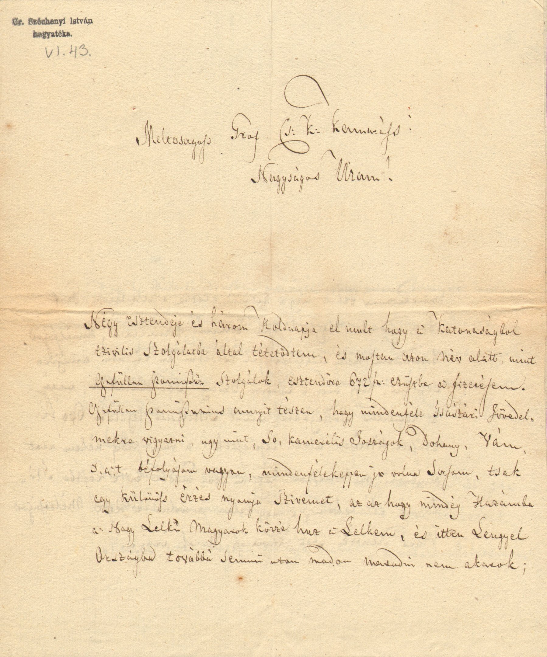Lewits Mihály levele Széchenyi Istvánhoz (Magyar Környezetvédelmi és Vízügyi Múzeum - Duna Múzeum CC BY-NC-SA)