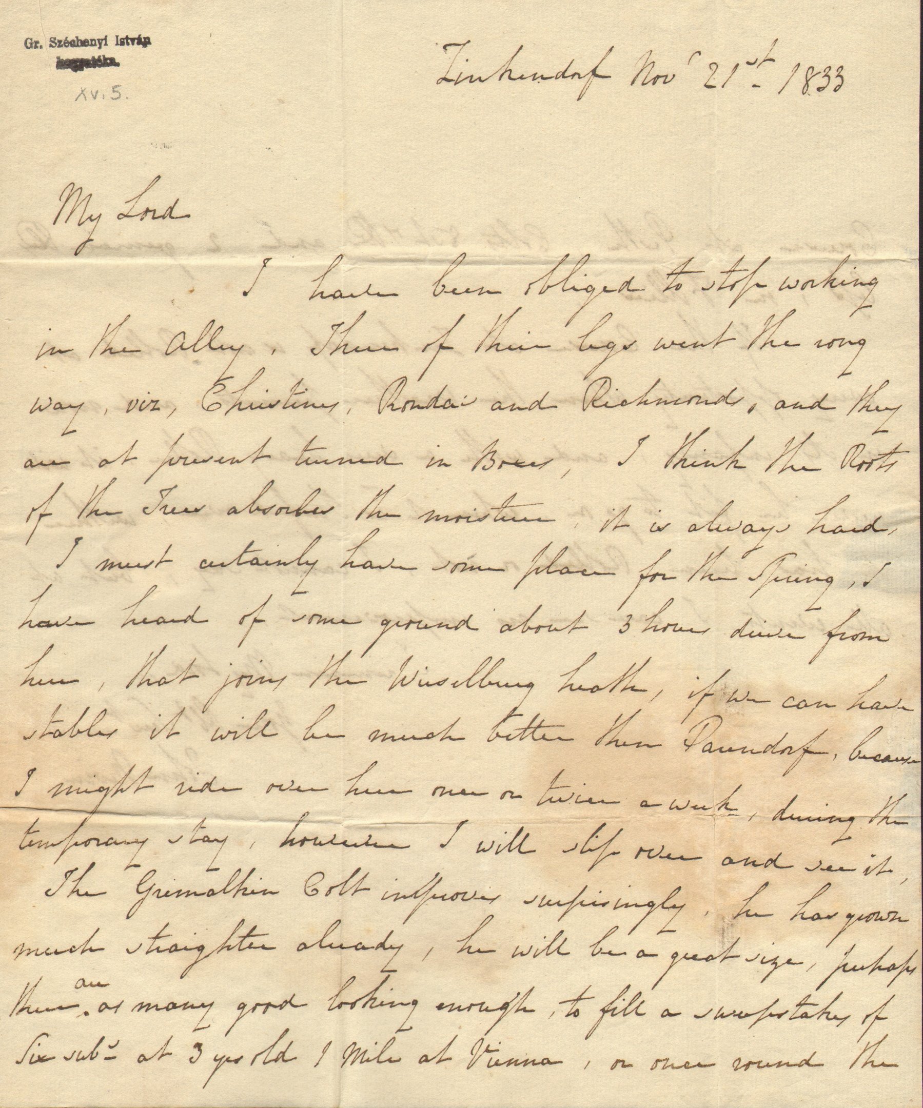 John Nevin levele Széchenyi Istvánhoz (Magyar Környezetvédelmi és Vízügyi Múzeum - Duna Múzeum CC BY-NC-SA)