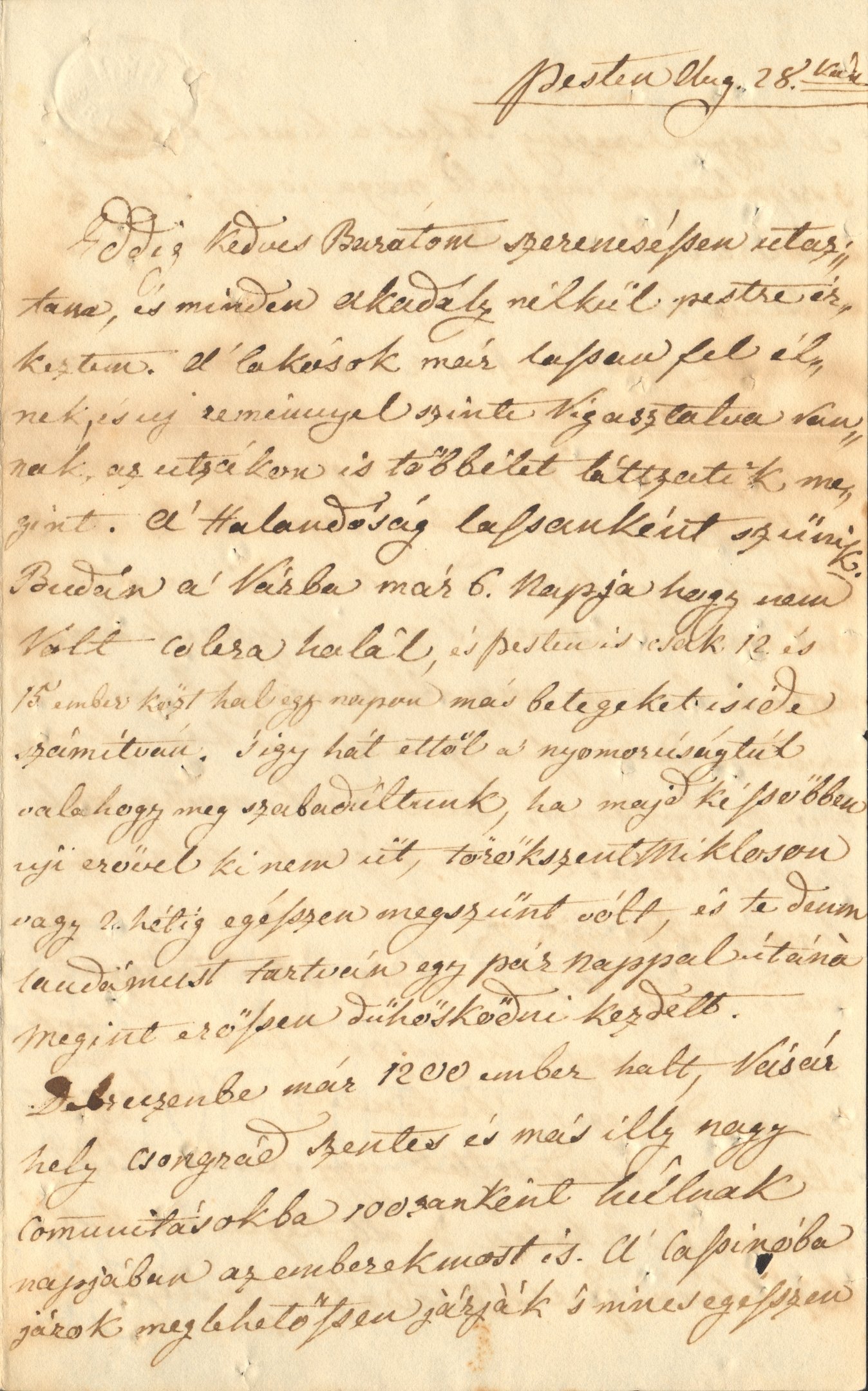 Gr. Károlyi György levele Széchenyi Istvánhoz (Magyar Környezetvédelmi és Vízügyi Múzeum - Duna Múzeum CC BY-NC-SA)