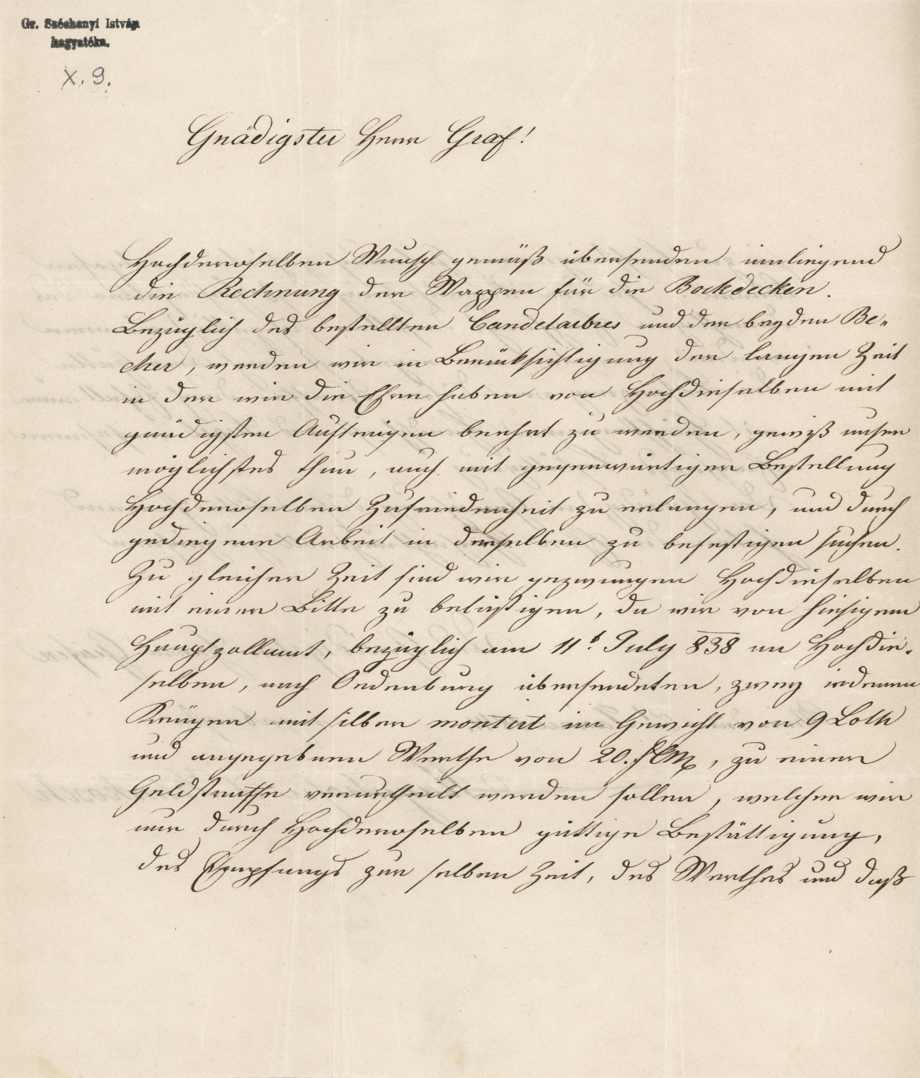 A Mayerhofer és Klinkosch cég levele Széchenyi Istvánhoz (Magyar Környezetvédelmi és Vízügyi Múzeum - Duna Múzeum CC BY-NC-SA)