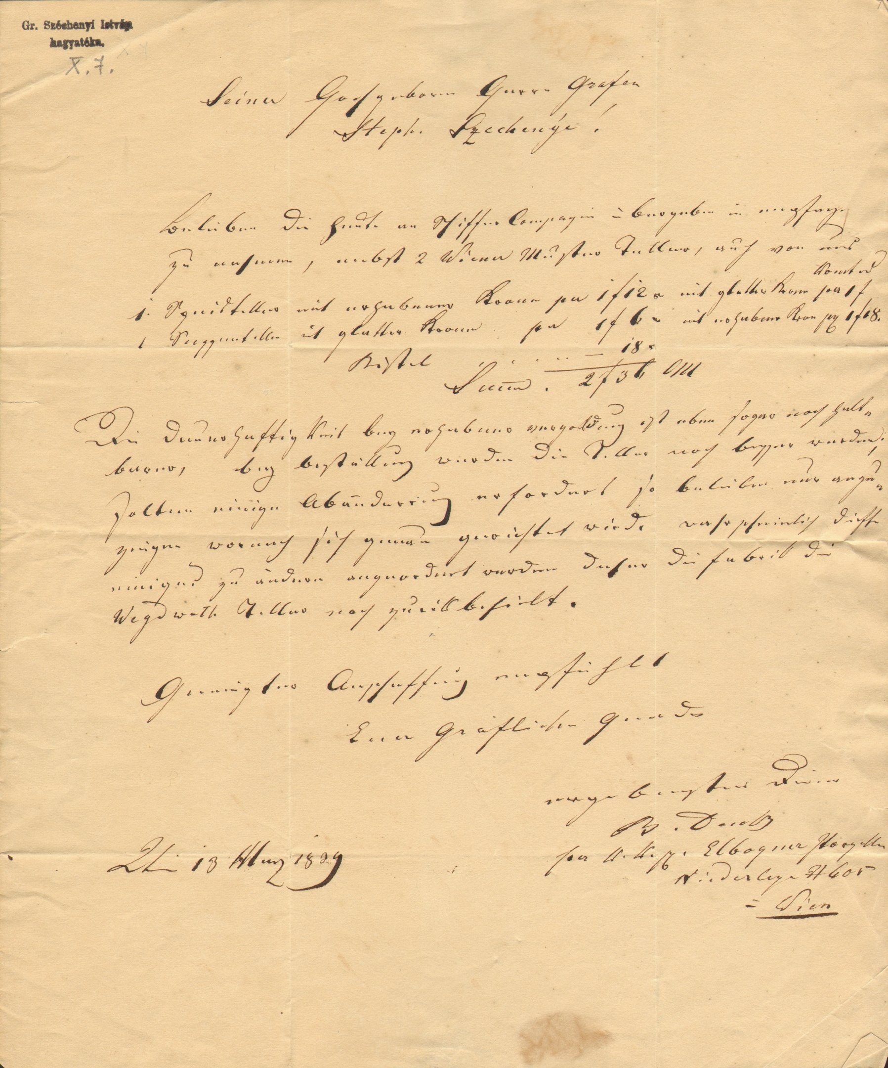 B. Donth levele Széchenyi Istvánhoz (Magyar Környezetvédelmi és Vízügyi Múzeum - Duna Múzeum CC BY-NC-SA)
