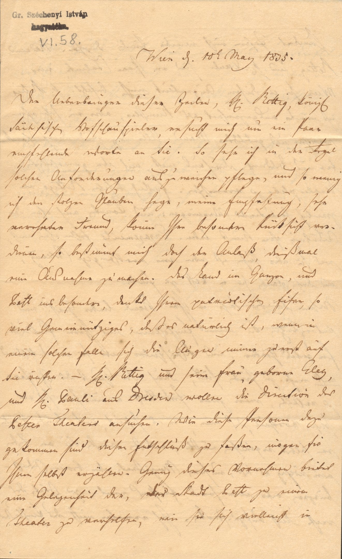 Bedini levele Széchenyi Istvánhoz (Magyar Környezetvédelmi és Vízügyi Múzeum - Duna Múzeum CC BY-NC-SA)
