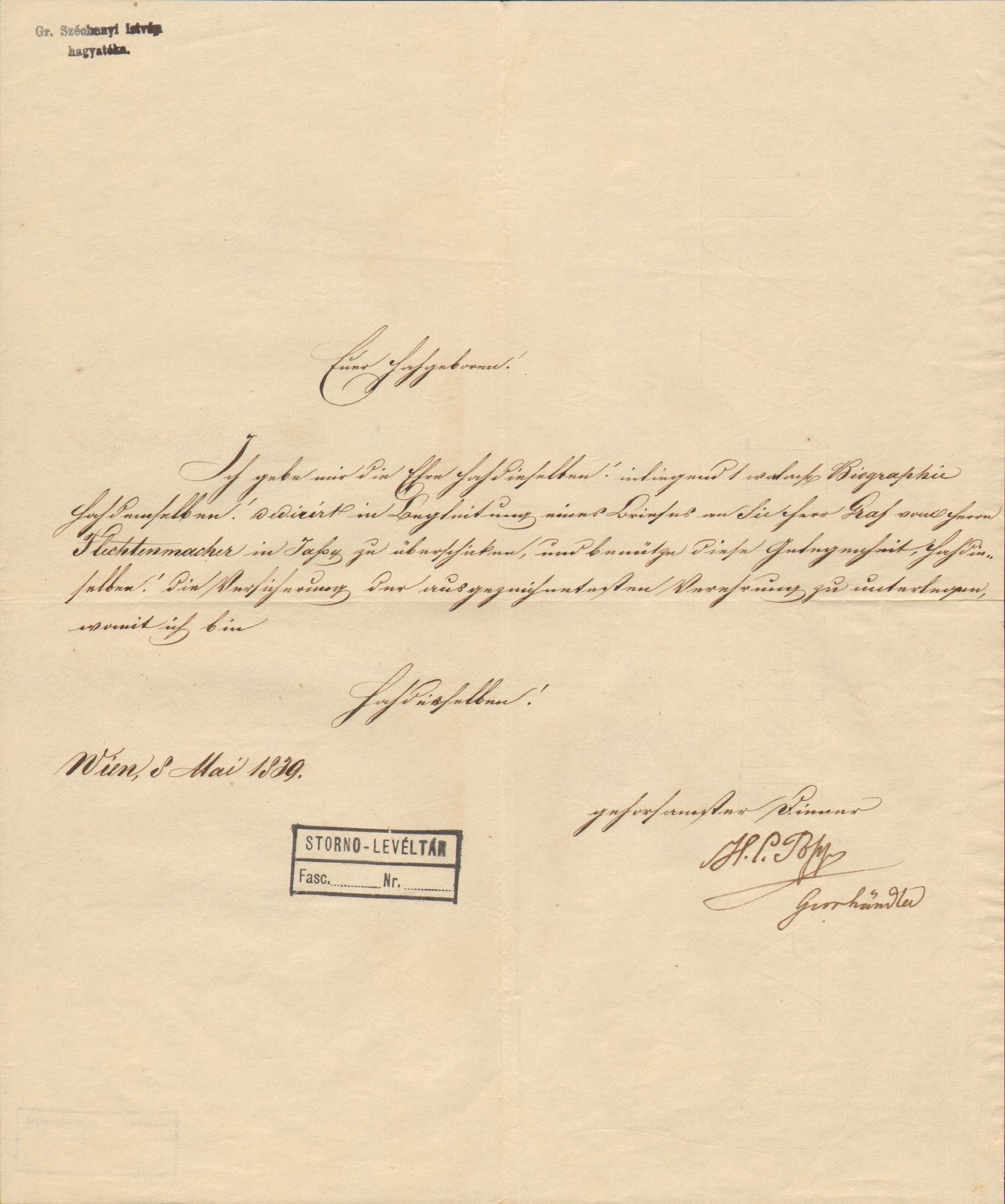 H.C. Popp nagykereskedő levele Széchenyi Istvánhoz (Magyar Környezetvédelmi és Vízügyi Múzeum - Duna Múzeum CC BY-NC-SA)