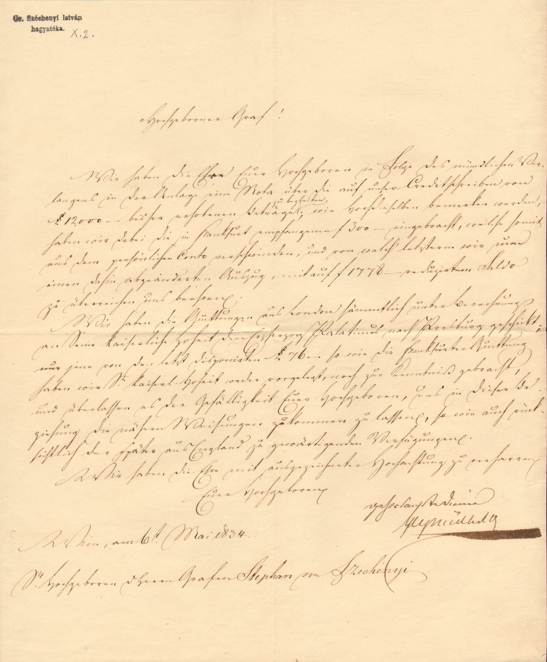 Joh. H. Geymüller levele Széchenyi Istvánhoz (Magyar Környezetvédelmi és Vízügyi Múzeum - Duna Múzeum CC BY-NC-SA)