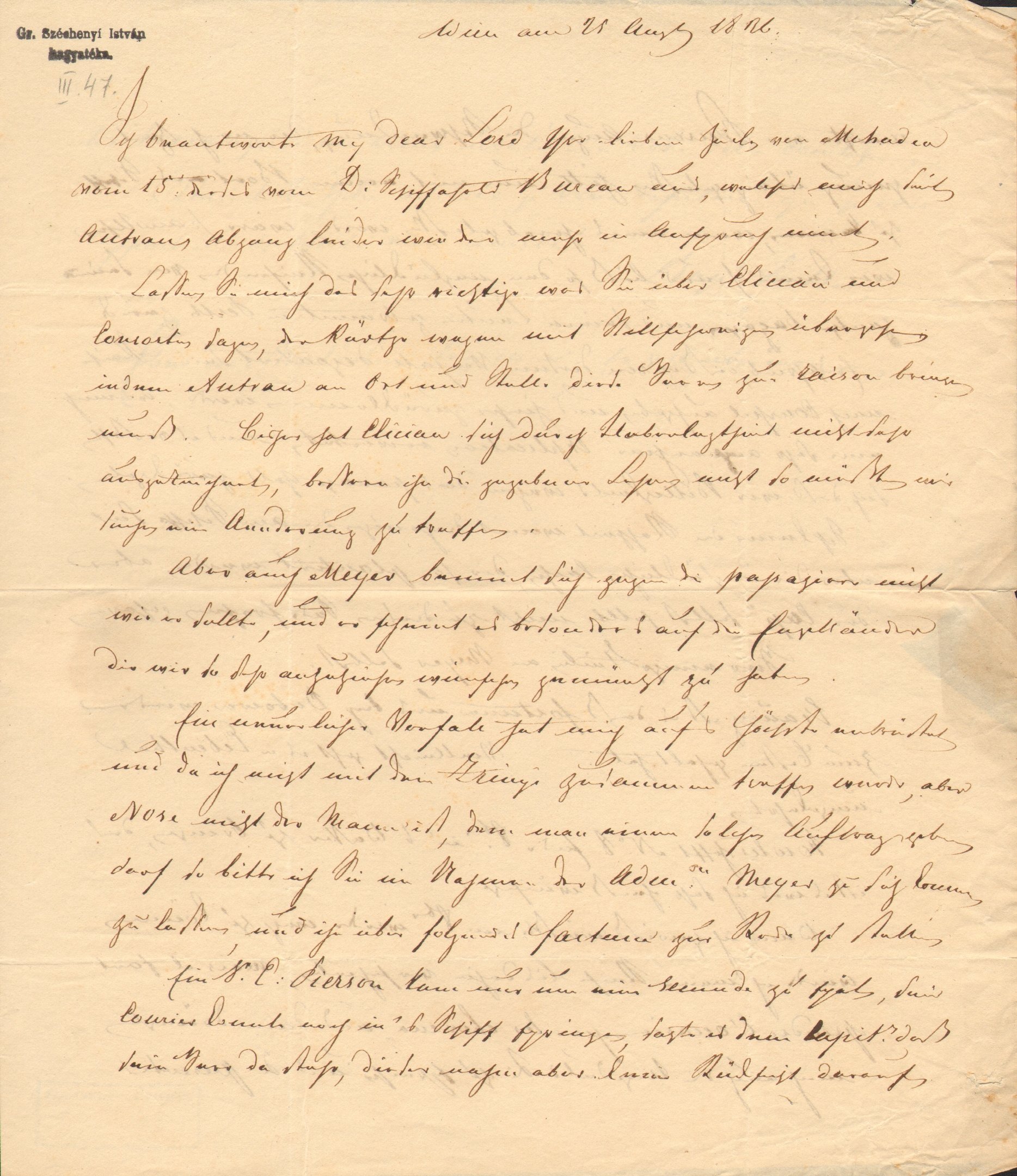J.B. Puthon levele Széchenyi Istvánhoz (Magyar Környezetvédelmi és Vízügyi Múzeum - Duna Múzeum CC BY-NC-SA)
