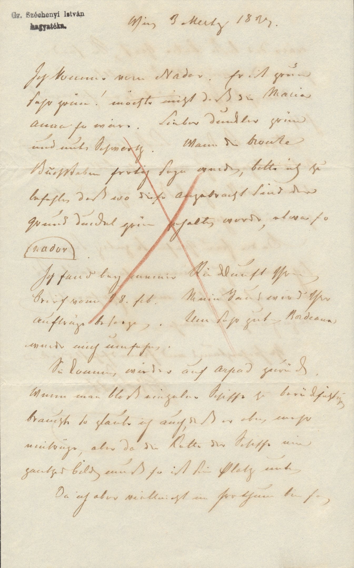 J.B. Puthon levele Széchenyi Istvánnak (Magyar Környezetvédelmi és Vízügyi Múzeum - Duna Múzeum CC BY-NC-SA)