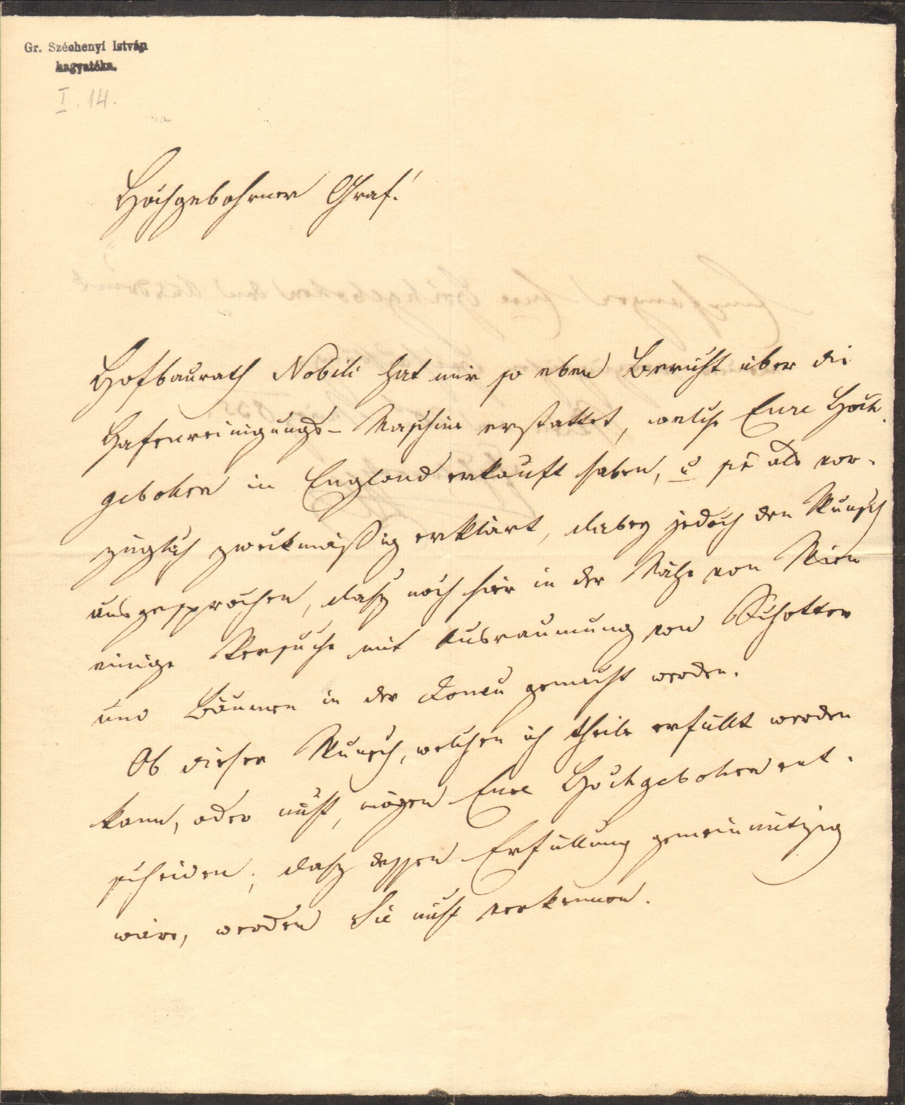 Franz Anton Kolowrat levele Széchenyihez (Magyar Környezetvédelmi és Vízügyi Múzeum - Duna Múzeum CC BY-NC-SA)
