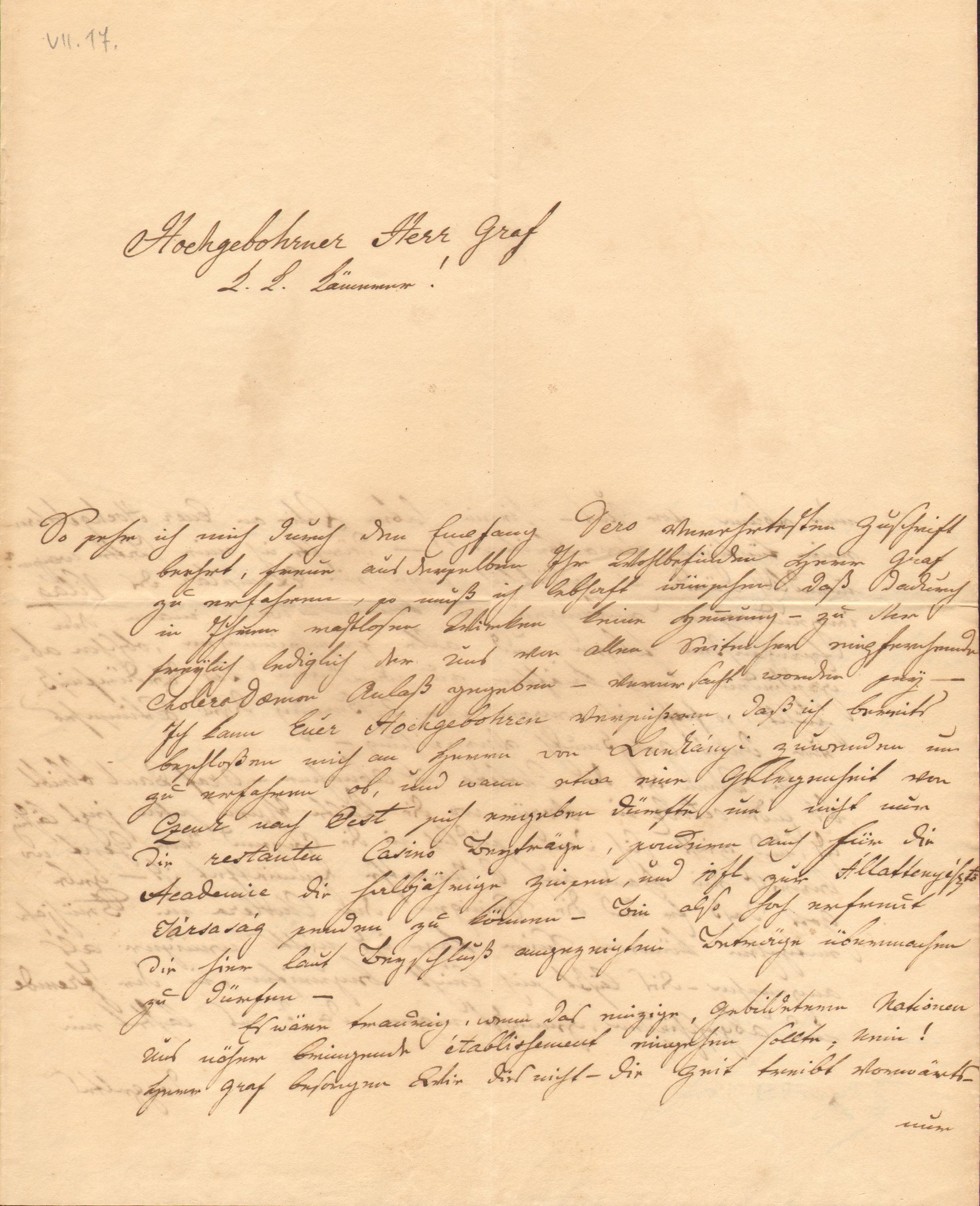 Jer. Ernst levele Széchenyi Istvánhoz (Magyar Környezetvédelmi és Vízügyi Múzeum - Duna Múzeum CC BY-NC-SA)