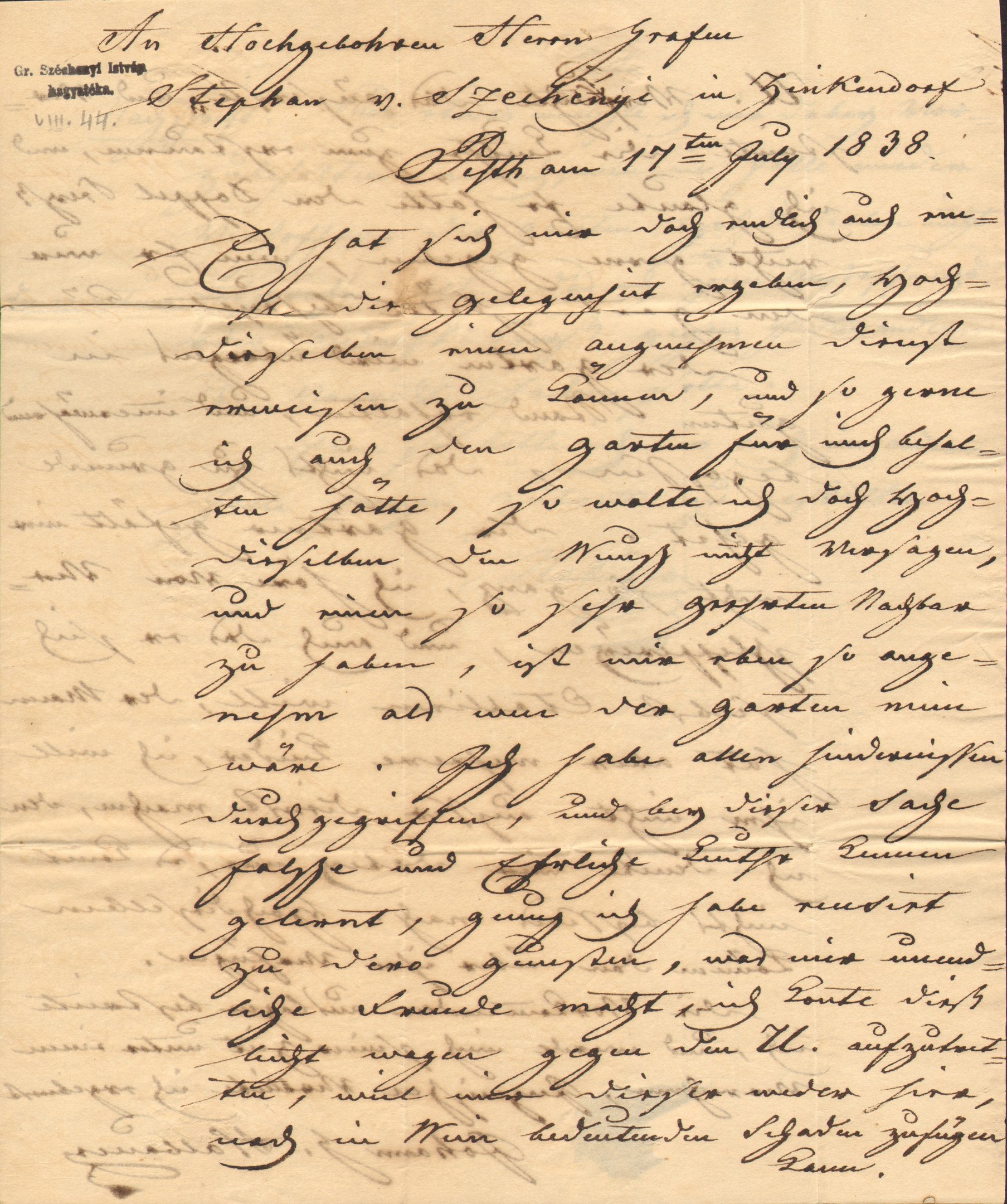 Jo. G. Halbauer levele Széchenyi Istvánhoz (Magyar Környezetvédelmi és Vízügyi Múzeum - Duna Múzeum CC BY-NC-SA)