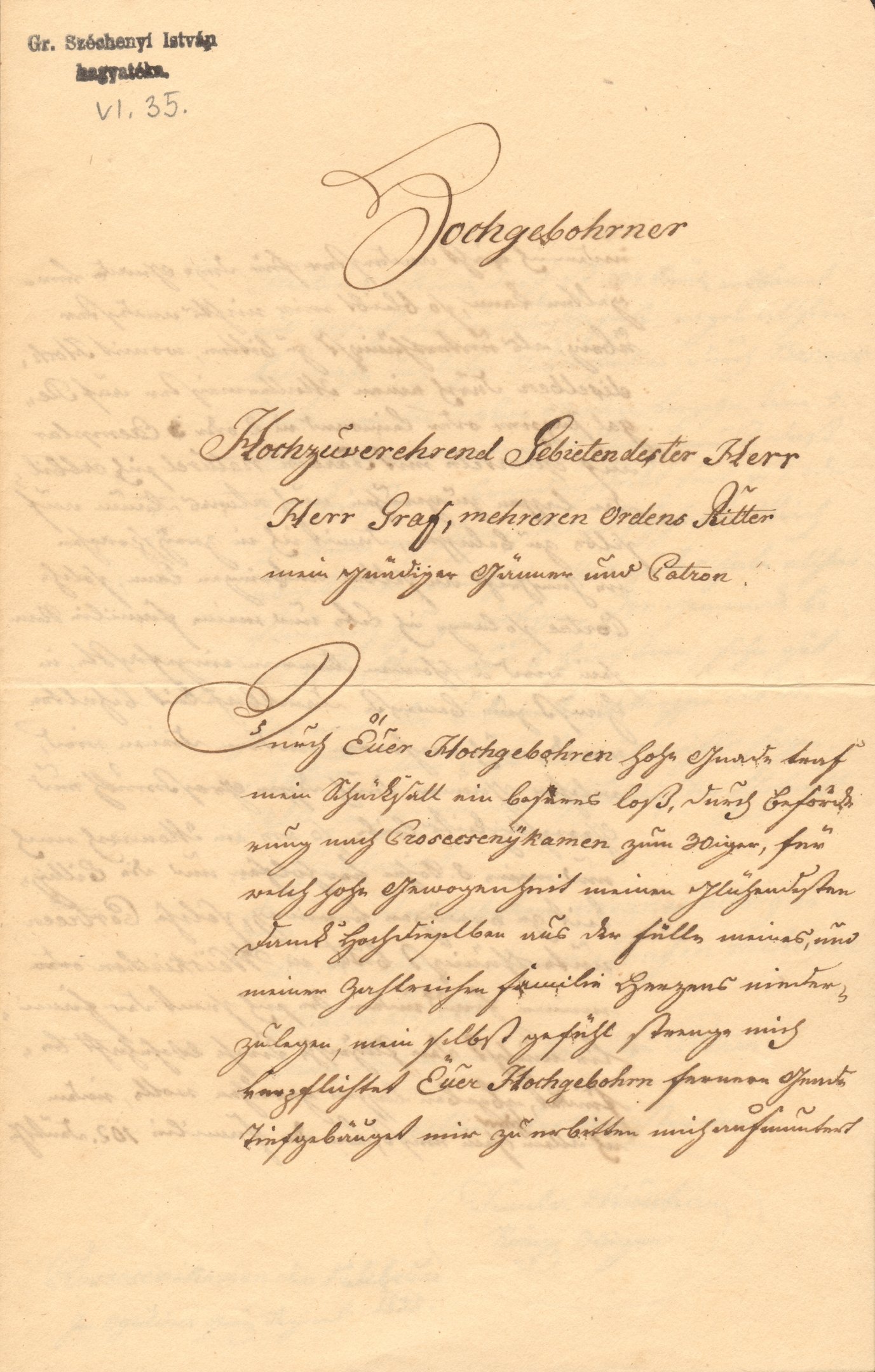 Demeter Muntsirn levele Széchenyi Istvánhoz (Magyar Környezetvédelmi és Vízügyi Múzeum - Duna Múzeum CC BY-NC-SA)