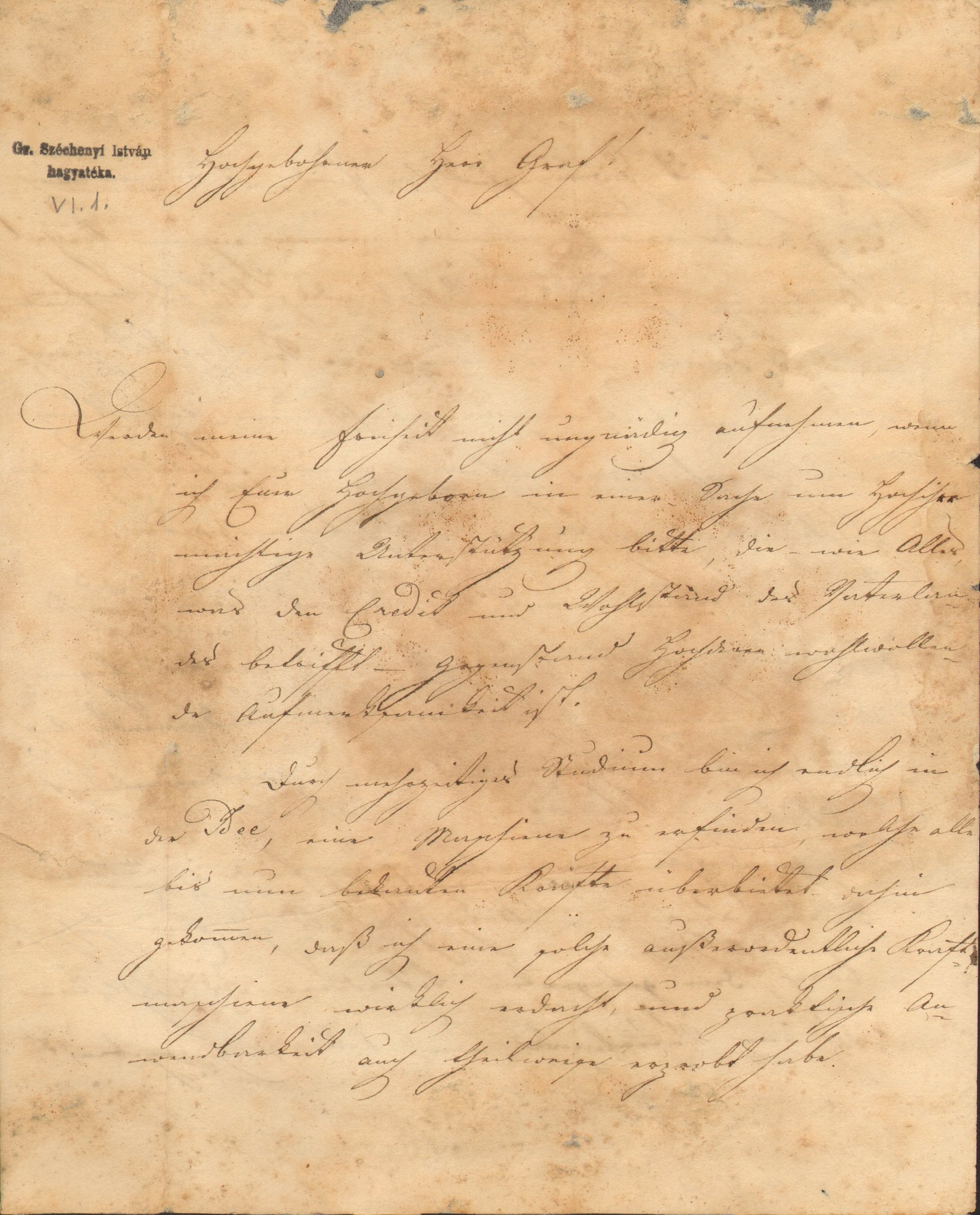 Kettner József levele Széchenyi Istvánhoz (Magyar Környezetvédelmi és Vízügyi Múzeum - Duna Múzeum CC BY-NC-SA)