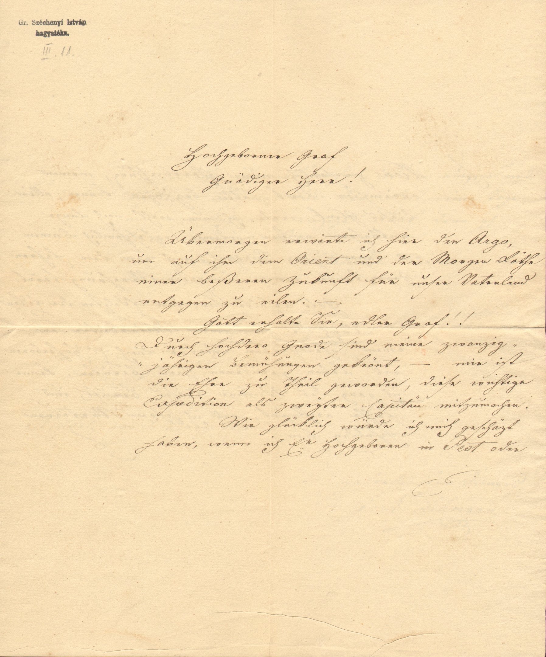J.B. Lehmann százados levele Széchenyi Istvánhoz (Magyar Környezetvédelmi és Vízügyi Múzeum - Duna Múzeum CC BY-NC-SA)