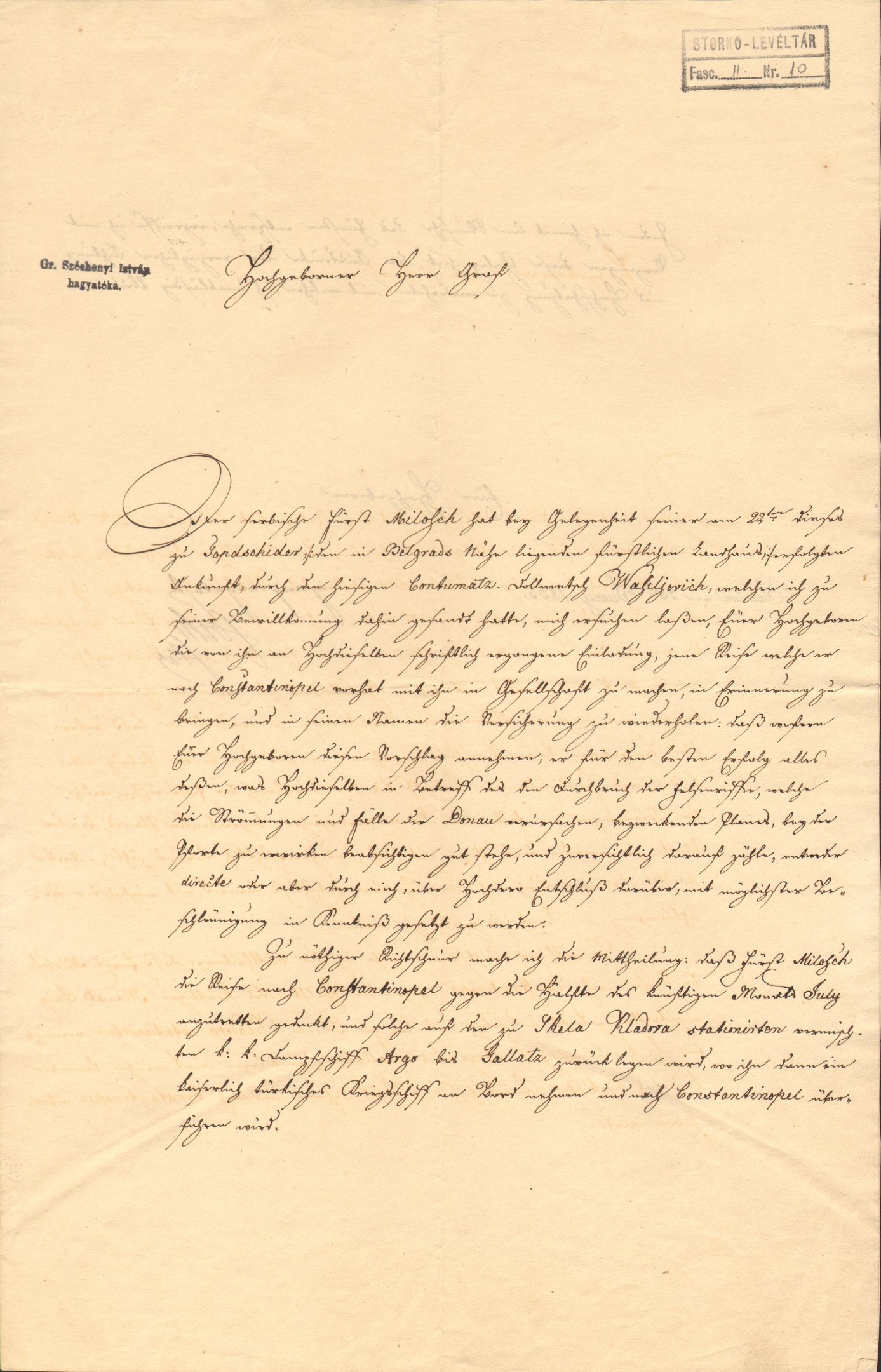 Foith Johann Széchenyi Istvánhoz írott levele (Magyar Környezetvédelmi és Vízügyi Múzeum - Duna Múzeum CC BY-NC-SA)