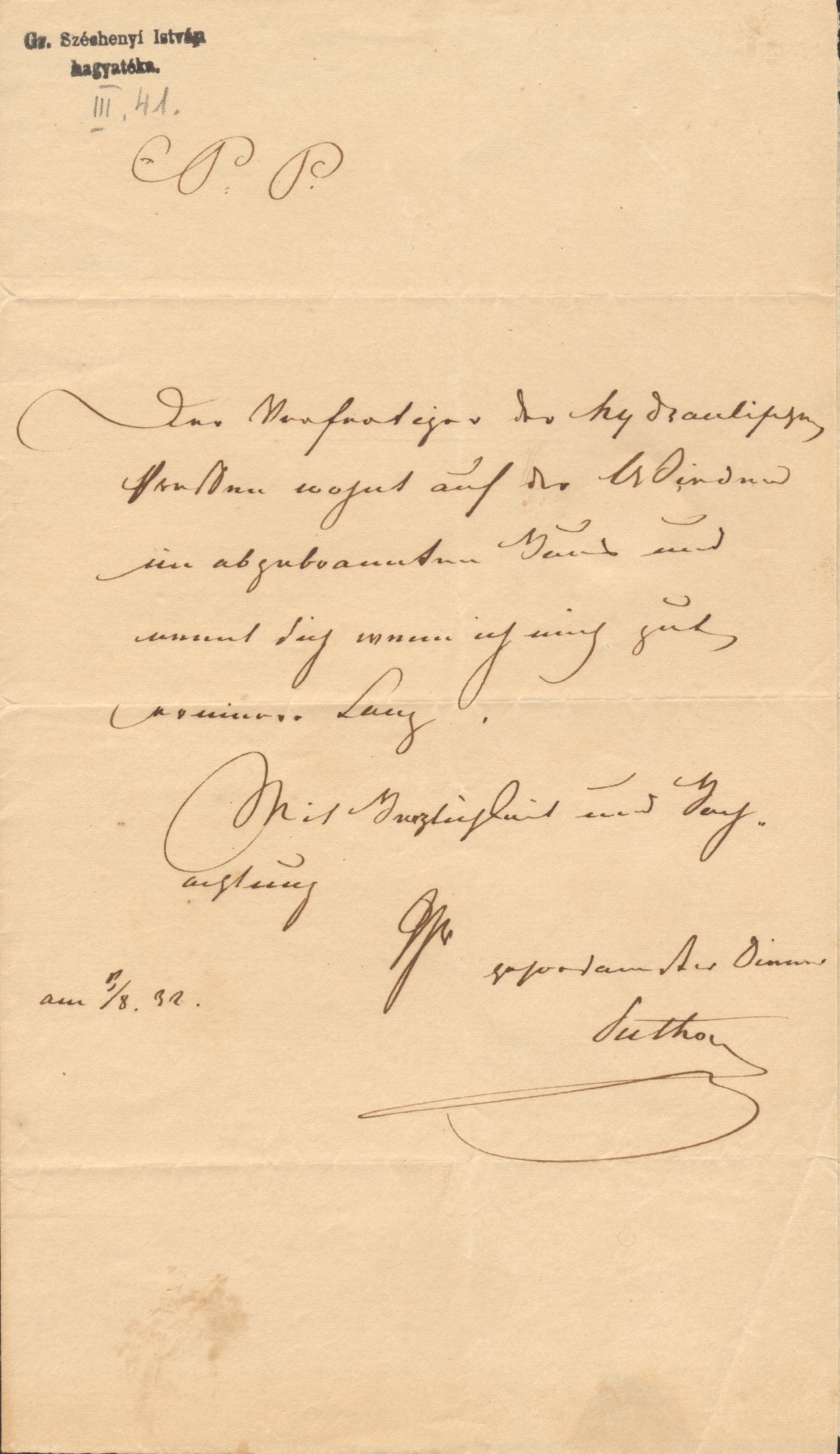 J.B. Puthon levele (Magyar Környezetvédelmi és Vízügyi Múzeum - Duna Múzeum CC BY-NC-SA)