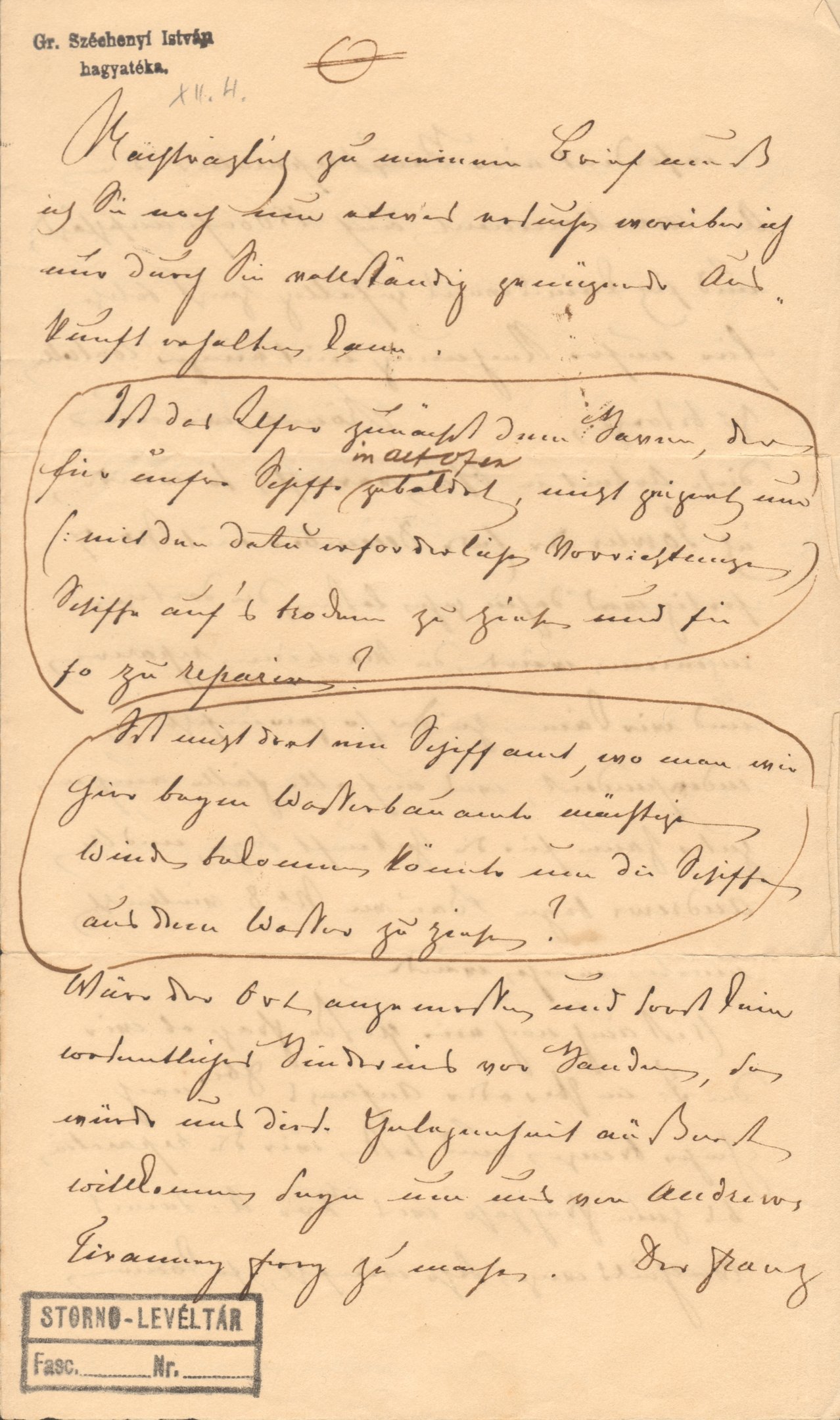 Széchenyi István sajátkezű feljegyzése - kiegészítés egy korábbi levélhez (Magyar Környezetvédelmi és Vízügyi Múzeum - Duna Múzeum CC BY-NC-SA)