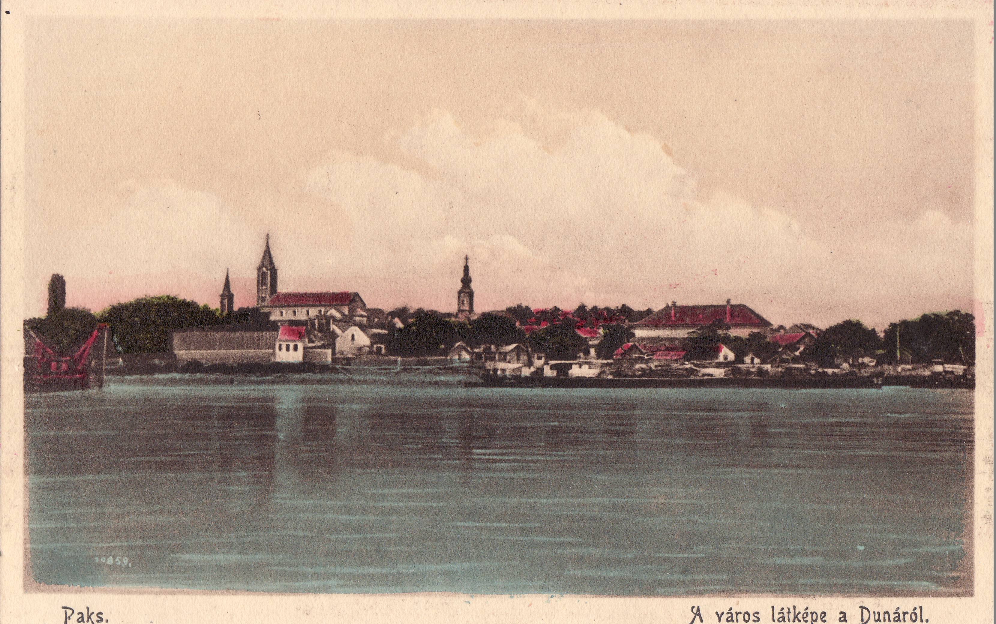 Paks – A város látképe a Dunáról (Magyar Környezetvédelmi és Vízügyi Múzeum - Duna Múzeum CC BY-NC-SA)