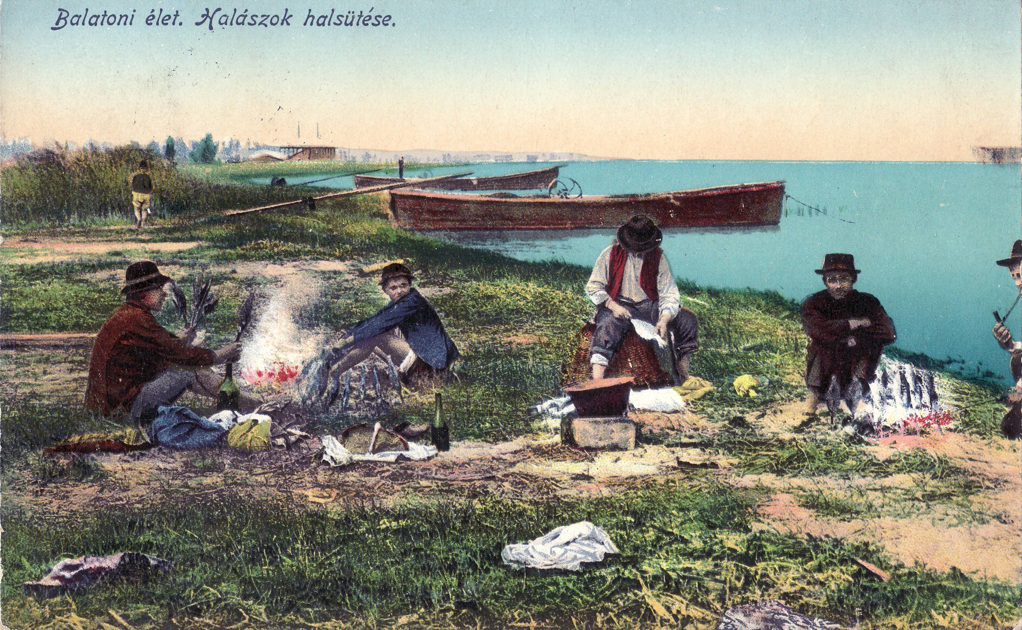 Balatoni élet – Halászok halsütése (Magyar Környezetvédelmi és Vízügyi Múzeum - Duna Múzeum CC BY-NC-SA)