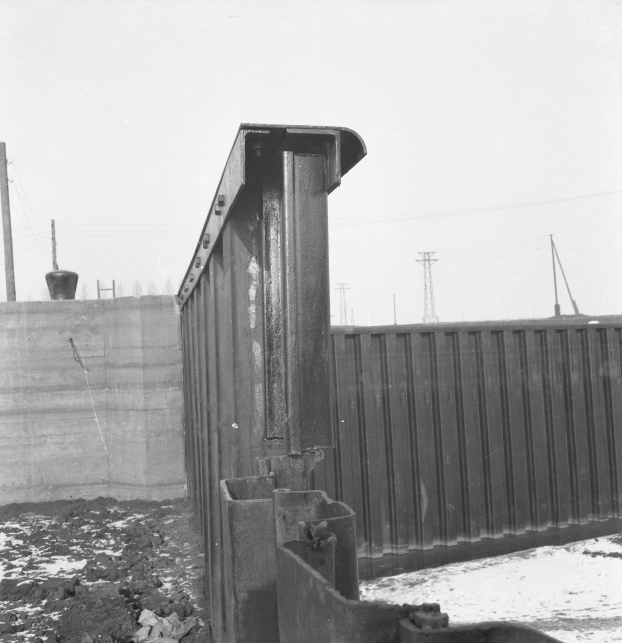 Hajózózsilip - Szárnyfal vaspallóinak idomvas szegélye, 1941. január 12. (Magyar Környezetvédelmi és Vízügyi Múzeum - Duna Múzeum CC BY-NC-SA)