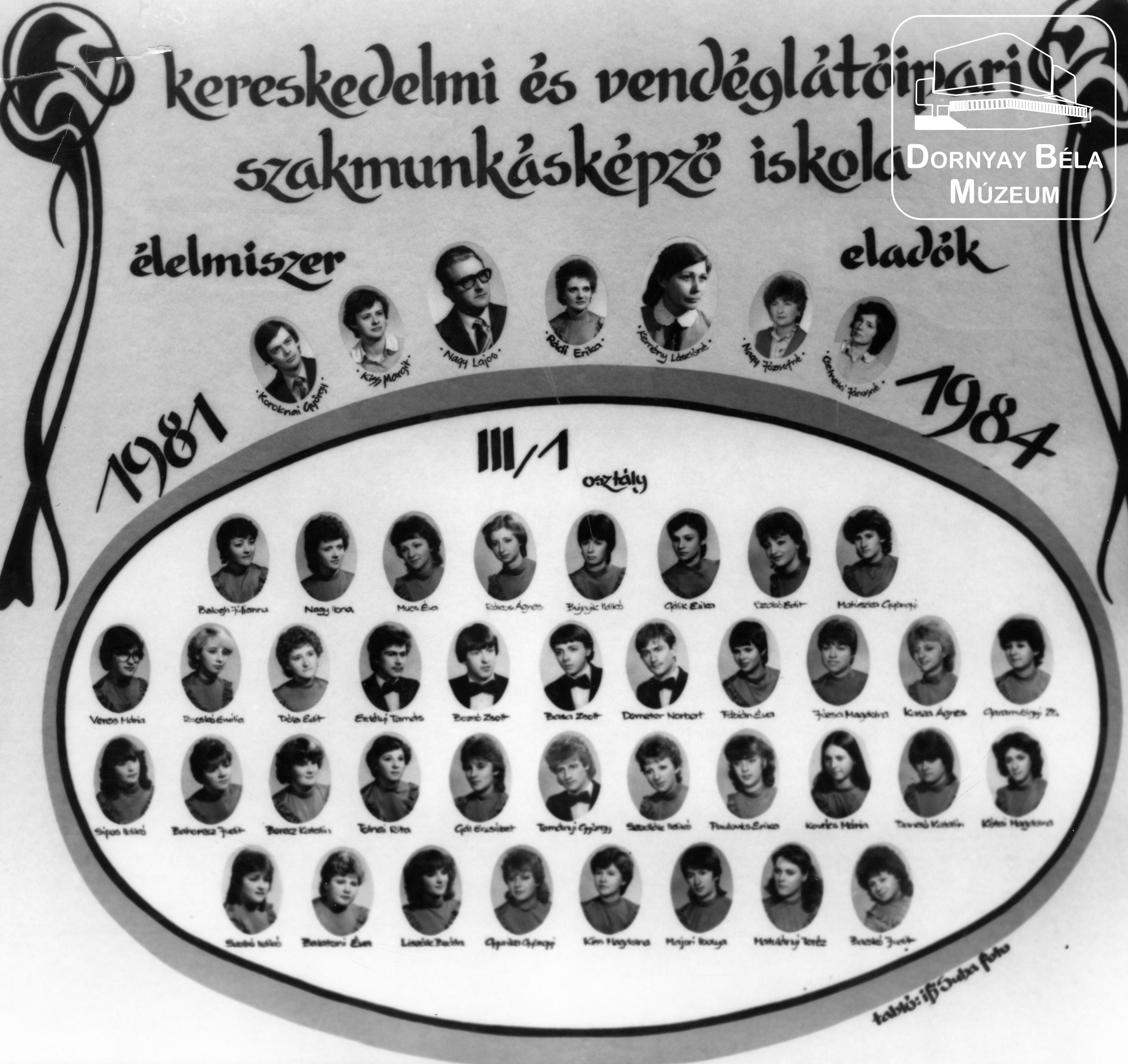 Kereskedelmi és Vendéglátóipari Szakmunkásképző Iskola tablója (Dornyay Béla Múzeum CC BY-NC-SA)