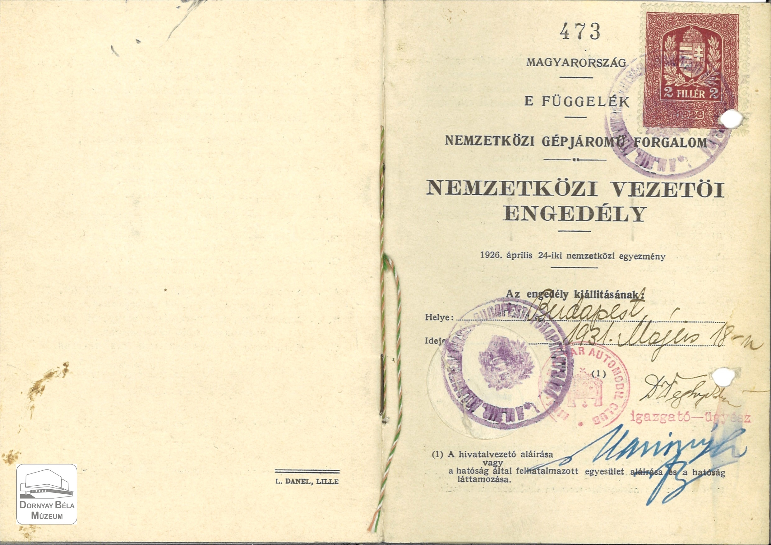Kilczer Béla jogosítványa (Dornyay Béla Múzeum, Salgótarján CC BY-NC-SA)