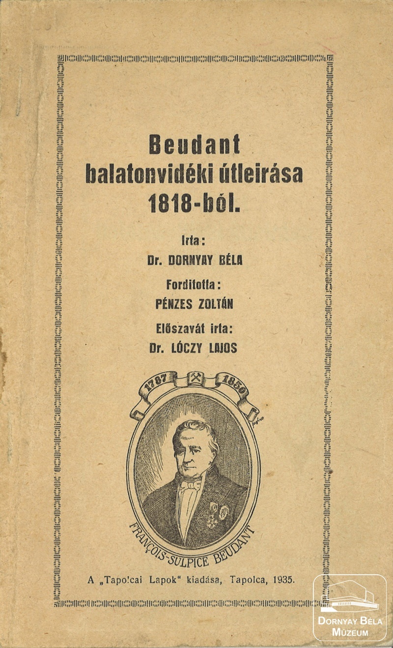 Beudant balatonfelvidéki útleírása 1818-ból. (Dornyay Béla Múzeum, Salgótarján CC BY-NC-SA)