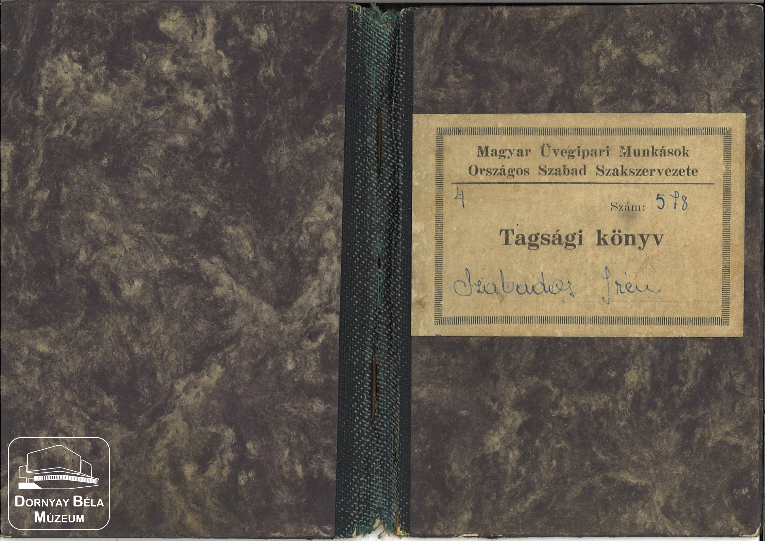 Szabados Irén tagsági könyve (Dornyay Béla Múzeum, Salgótarján CC BY-NC-SA)