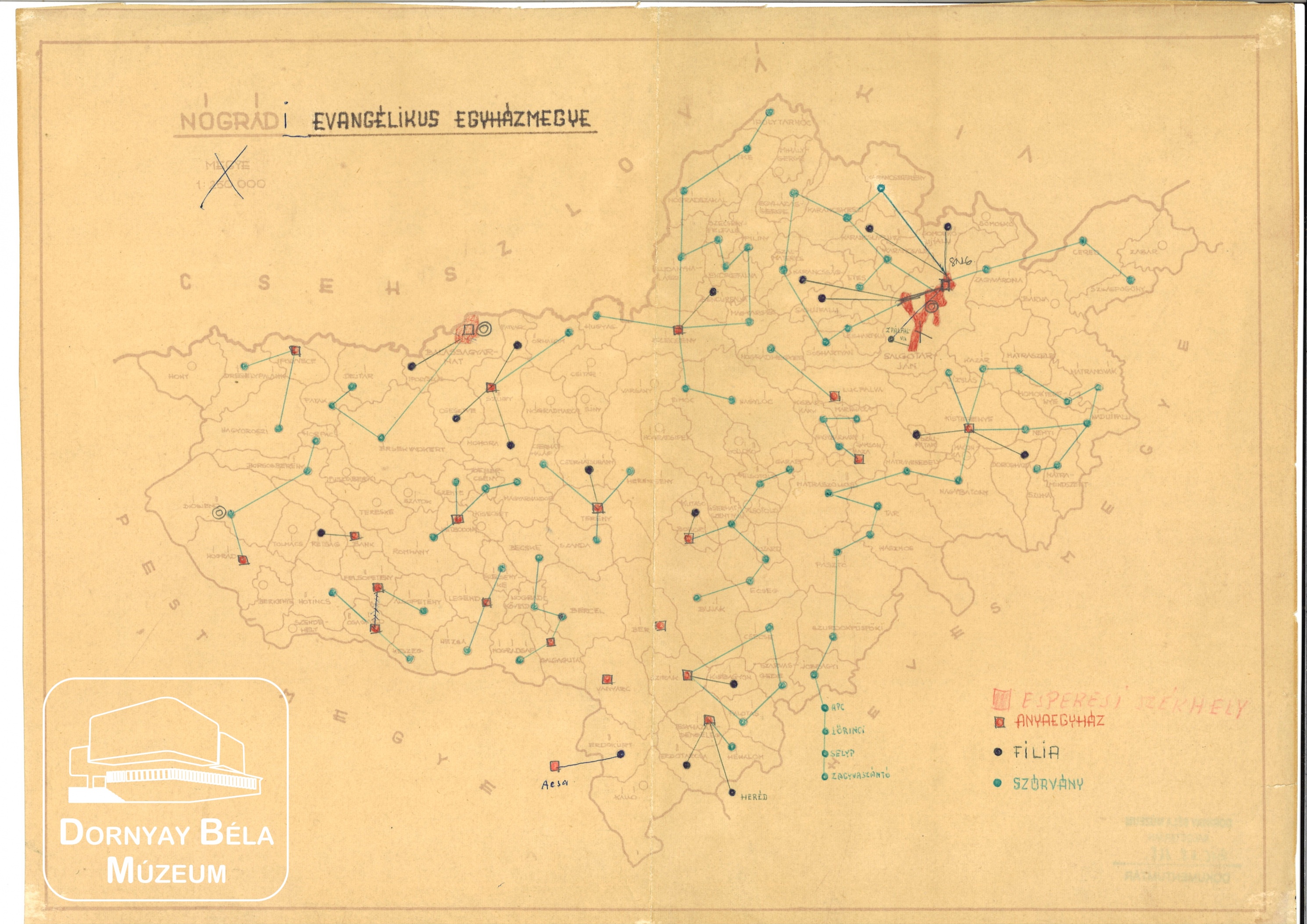 Egyházmegyei térkép és mellékletei (Dornyay Béla Múzeum, Salgótarján CC BY-NC-SA)