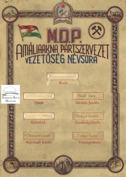 Vezetőségi névsor (Dornyay Béla Múzeum, Salgótarján CC BY-NC-SA)