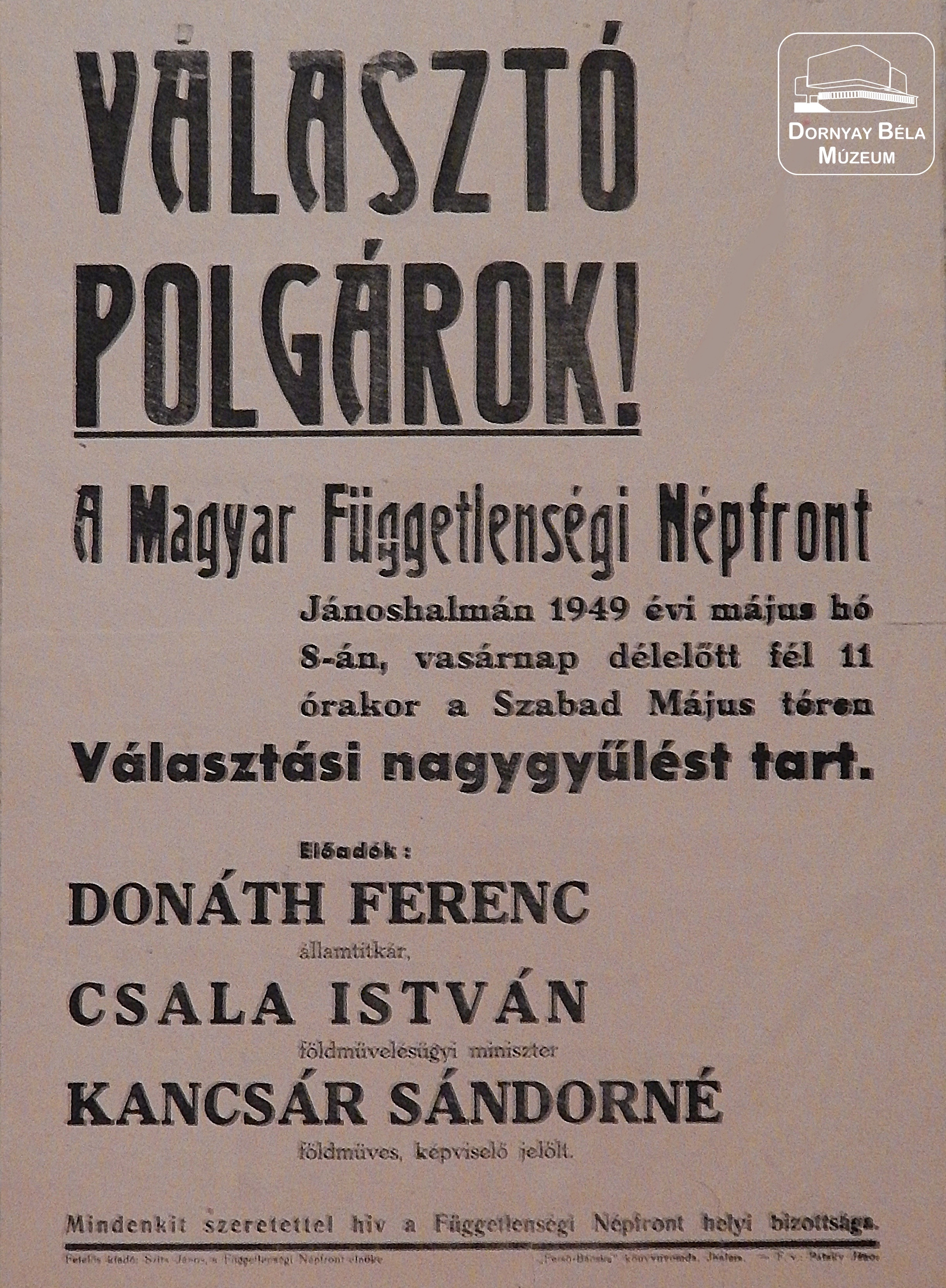Választási nagygyűlés (Dornyay Béla Múzeum, Salgótarján CC BY-NC-SA)