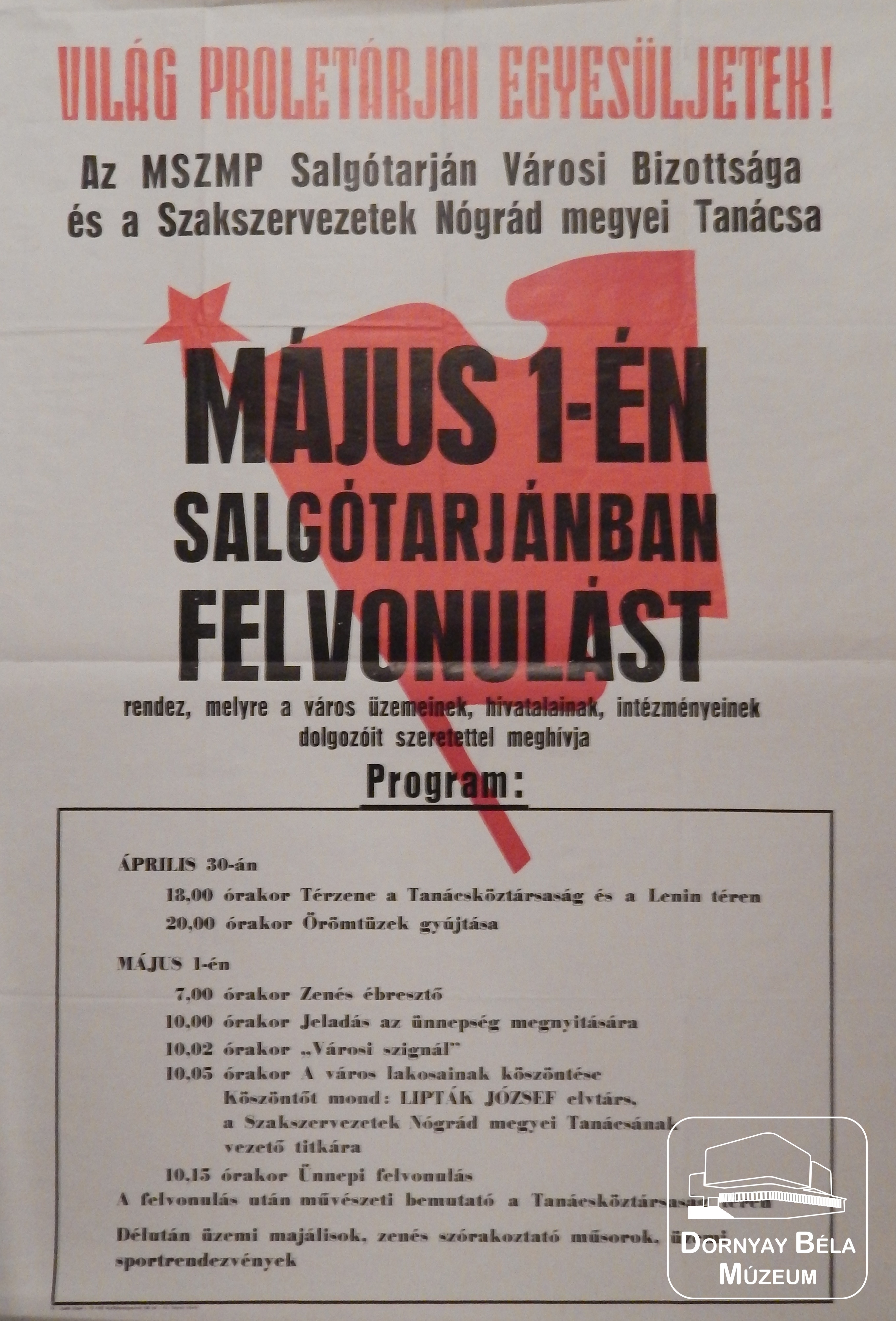 Május 1 plakát (Dornyay Béla Múzeum, Salgótarján CC BY-NC-SA)