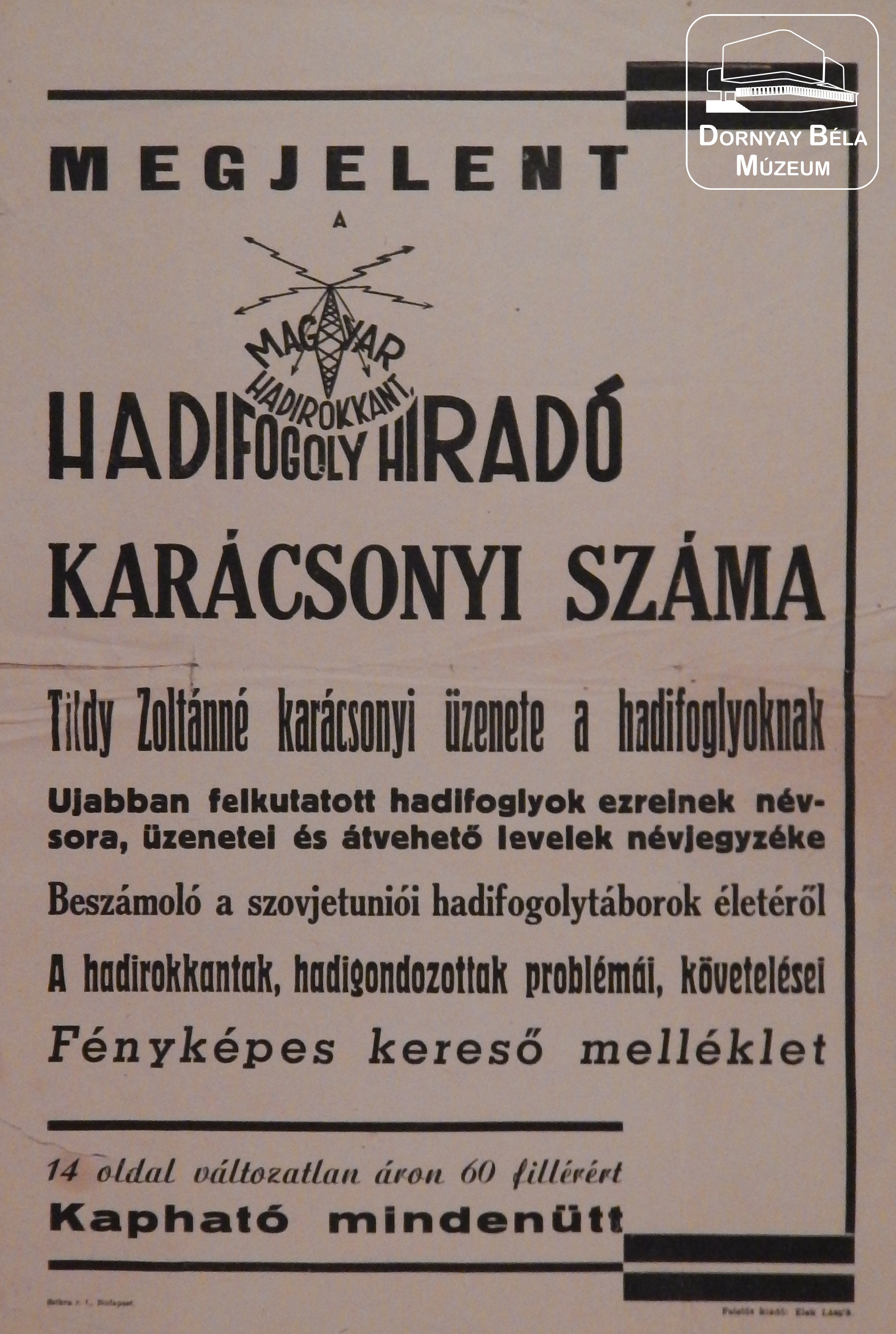 Hadifogoly Híradó (Dornyay Béla Múzeum, Salgótarján CC BY-NC-SA)