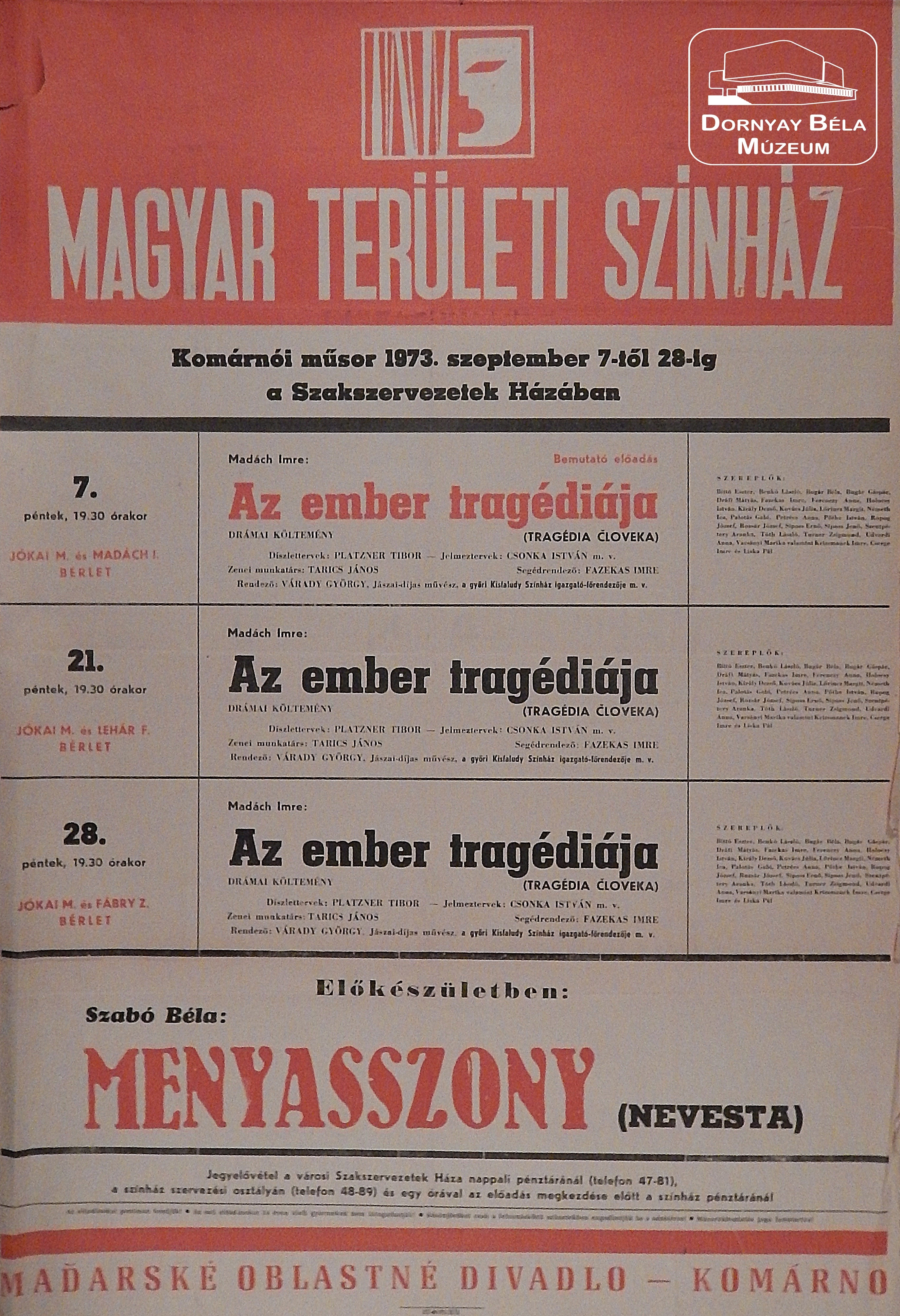 Magyar Területi Színház plakátja (Dornyay Béla Múzeum, Salgótarján CC BY-NC-SA)