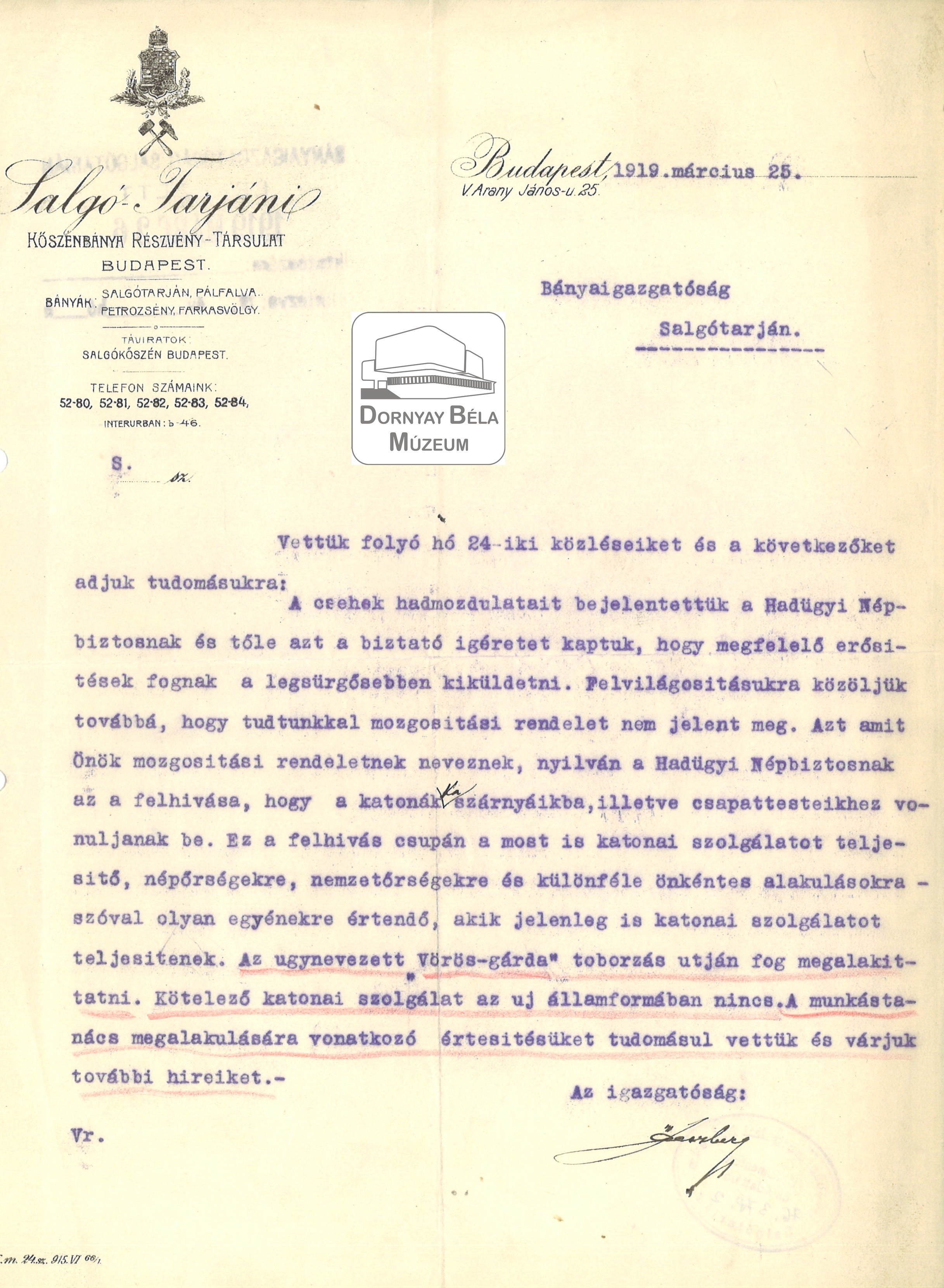 Vörös Gárda és munkástanács megalakulása SKB Rt. (Dornyay Béla Múzeum, Salgótarján CC BY-NC-SA)