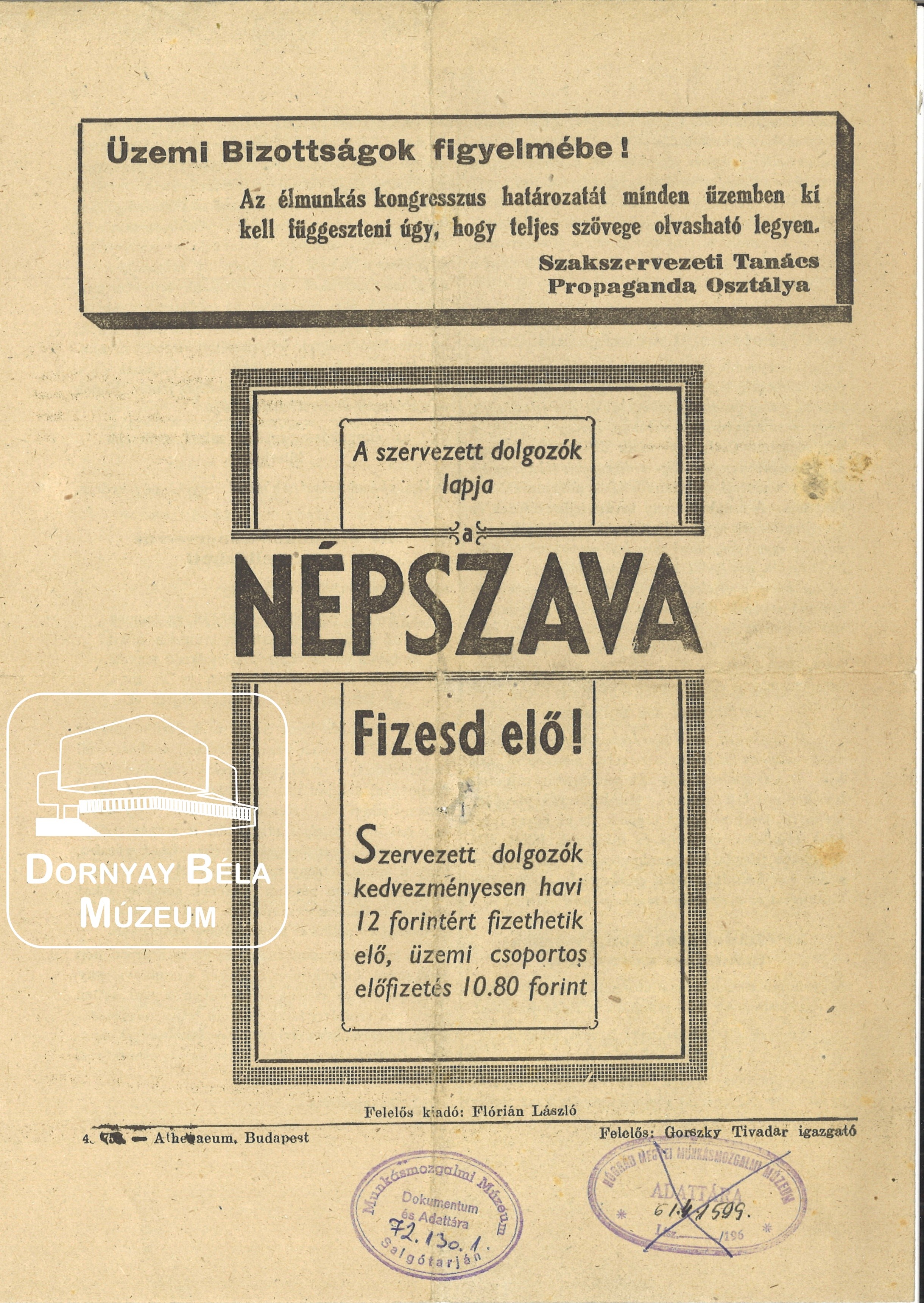 Az első Országos Élmunkás kongresszus határozata (Dornyay Béla Múzeum, Salgótarján CC BY-NC-SA)