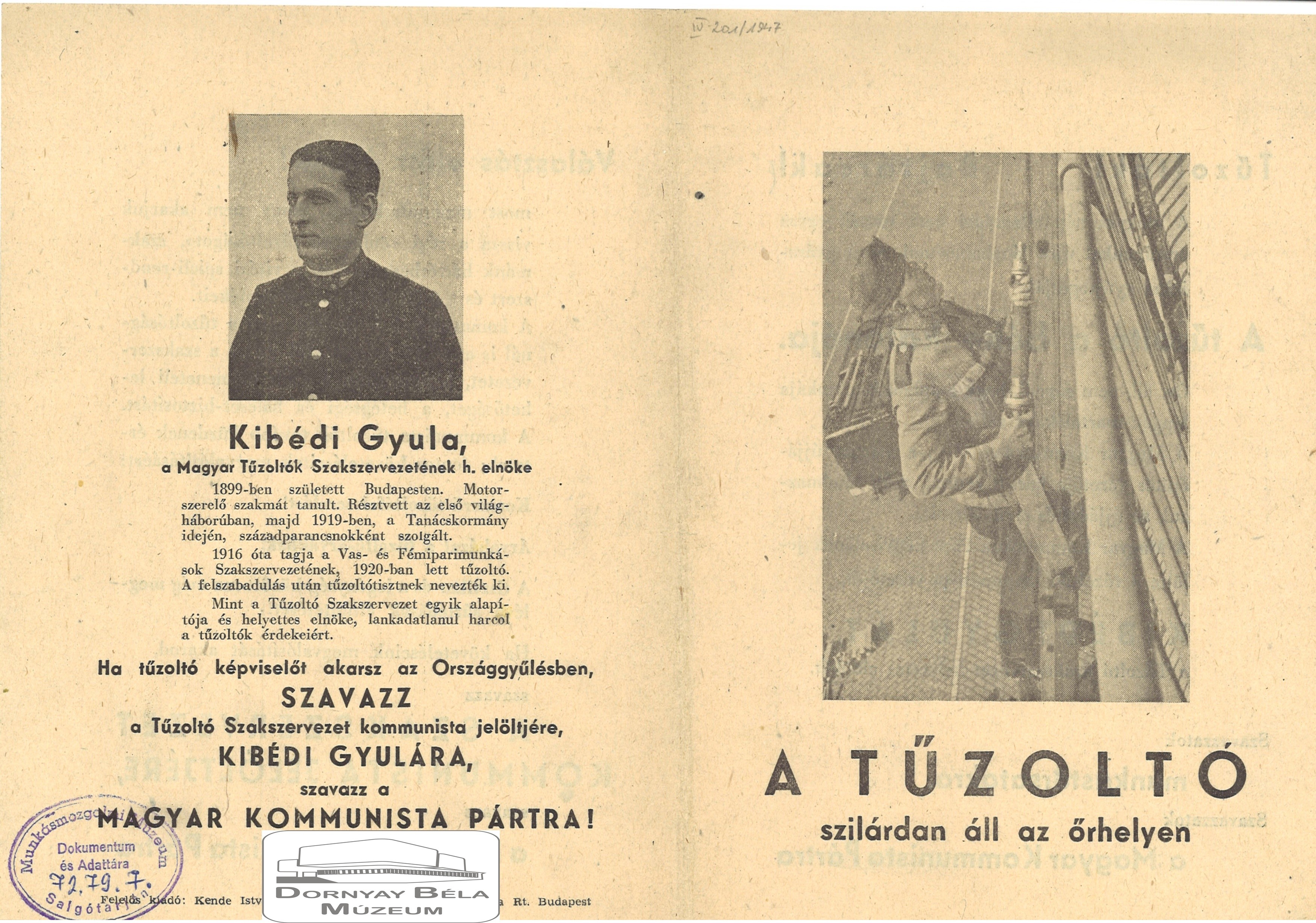 Az MKP választási röpirata. (Kibédi Gyula, az MKP képviselője.) (Dornyay Béla Múzeum, Salgótarján CC BY-NC-SA)