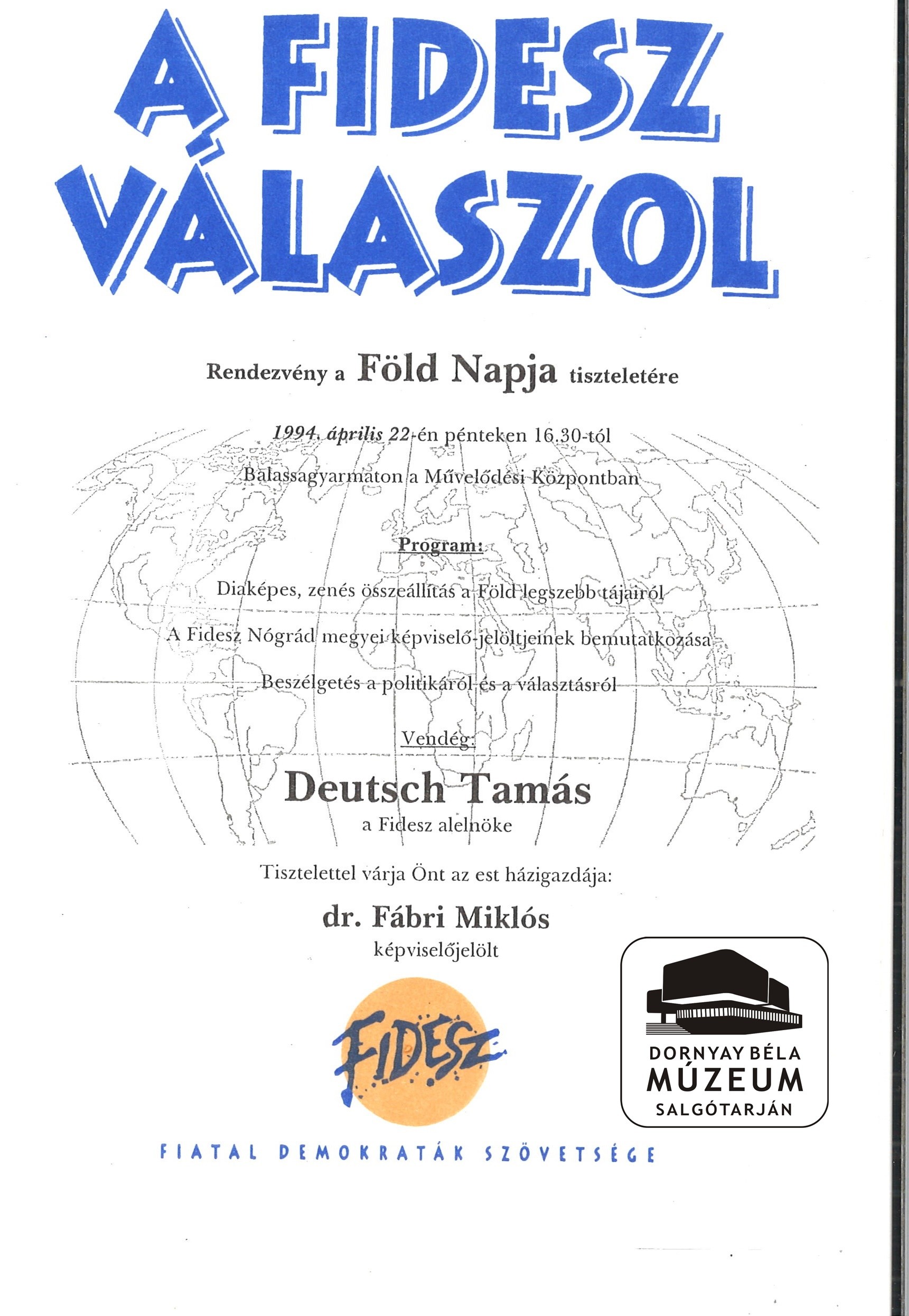 FIDESZ válaszol – rendezvény a Föld Napja tiszteletére (Dornyay Béla Múzeum, Salgótarján CC BY-NC-SA)