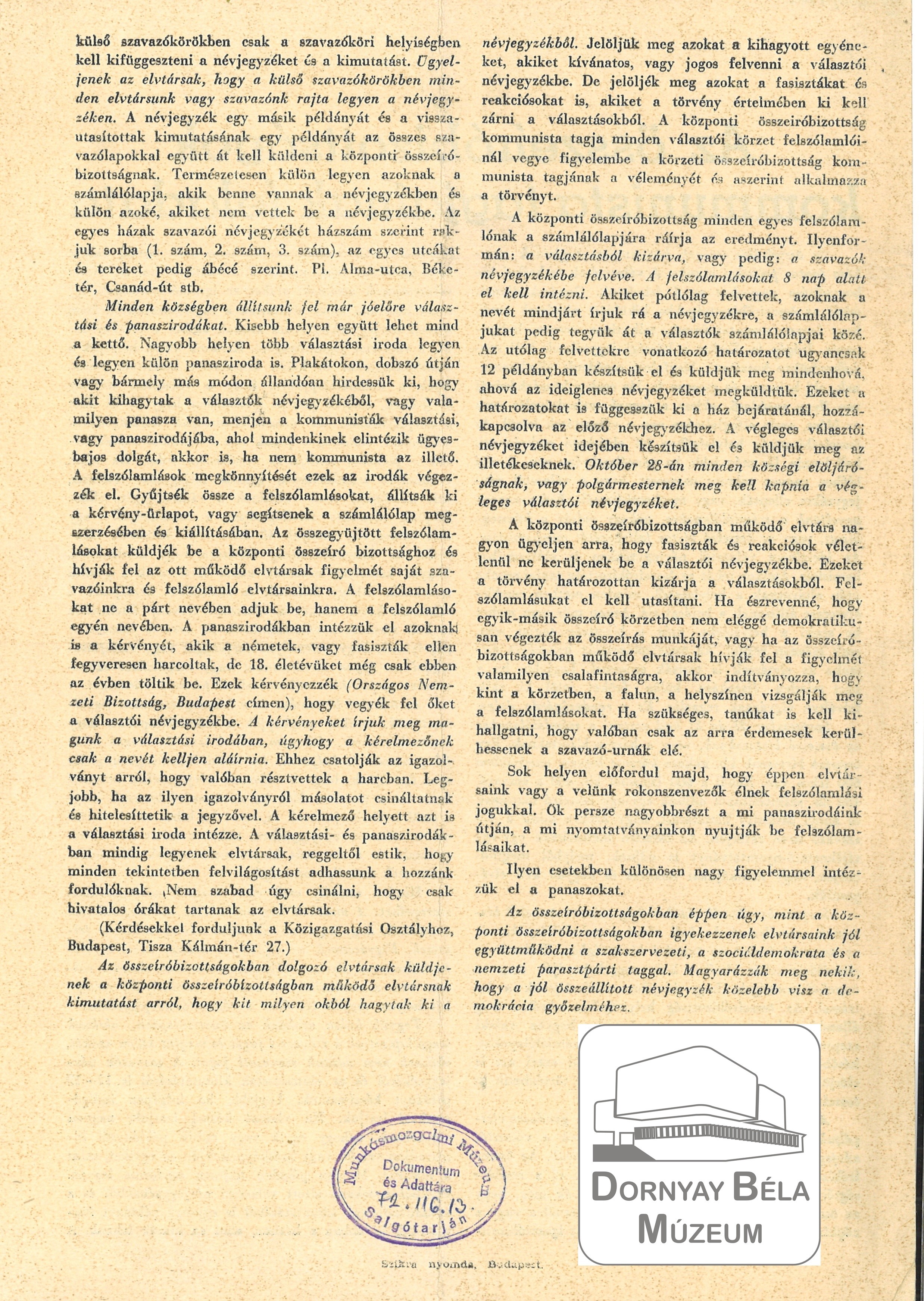 MKP választási röplapja. Felhívás a hadifoglyokhoz. (Dornyay Béla Múzeum, Salgótarján CC BY-NC-SA)