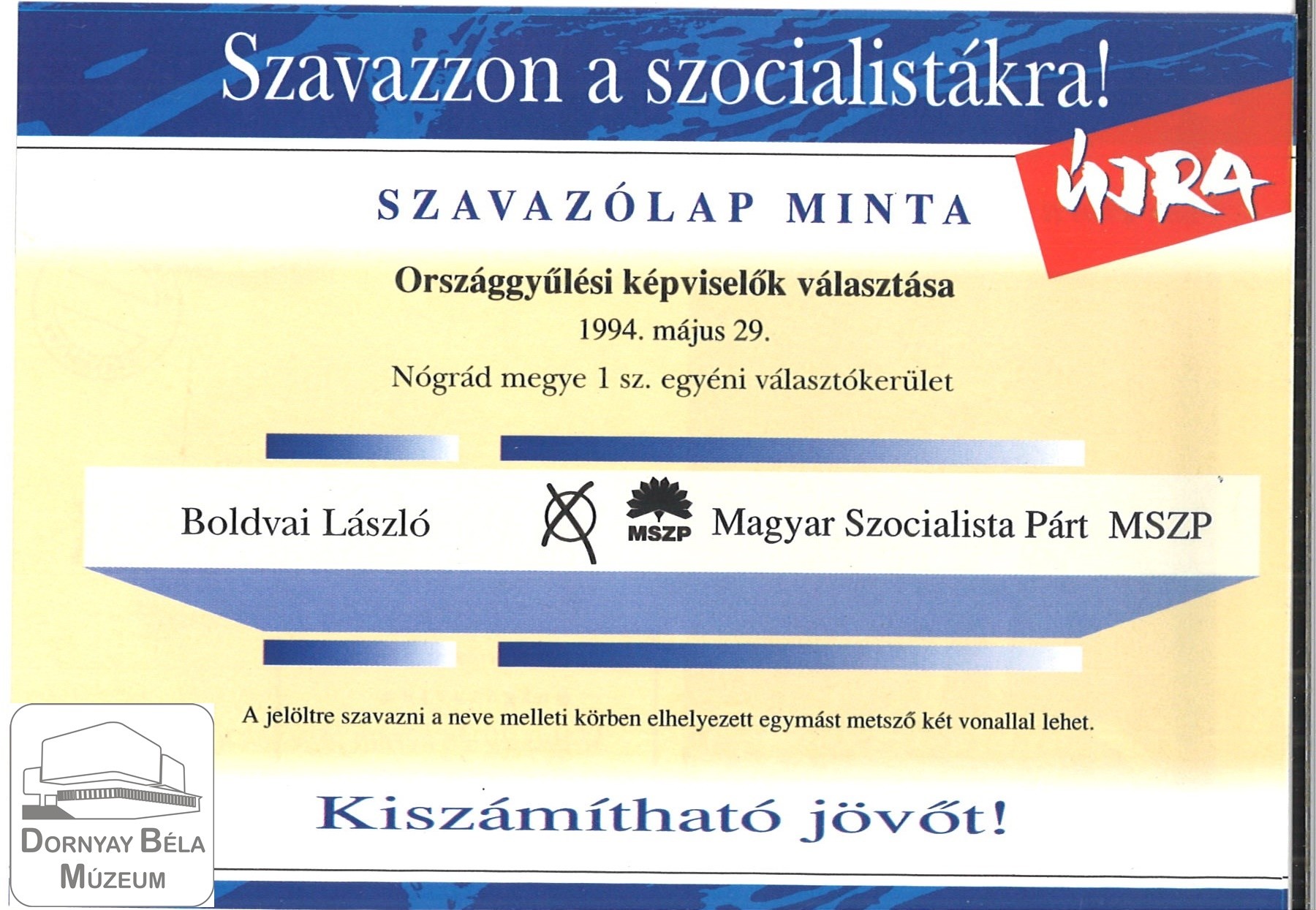 MSZP szavazólap minta (Dornyay Béla Múzeum, Salgótarján CC BY-NC-SA)