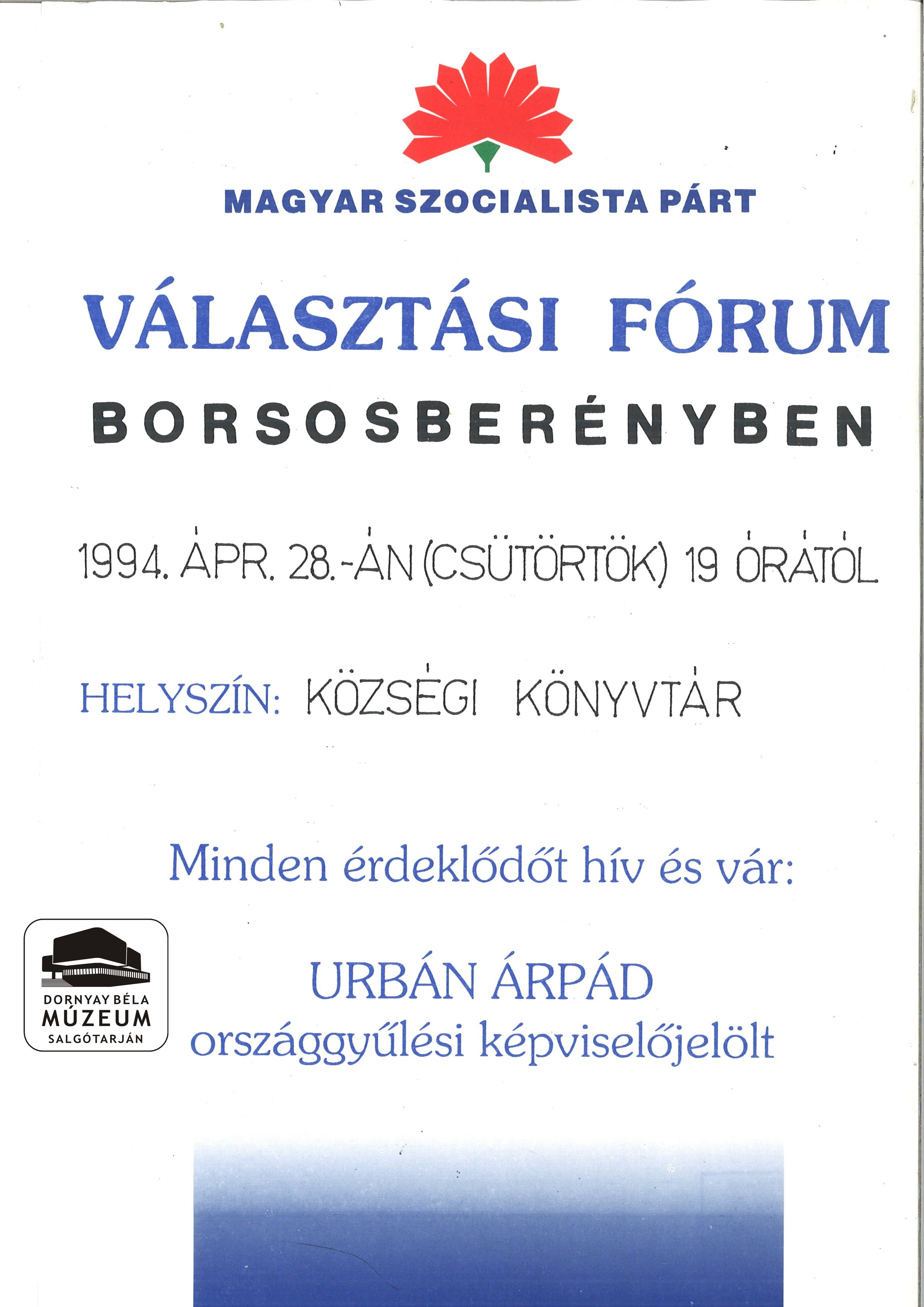 MSZP választási fórum (Urán Árpád képviselőjelölt) (Dornyay Béla Múzeum, Salgótarján CC BY-NC-SA)