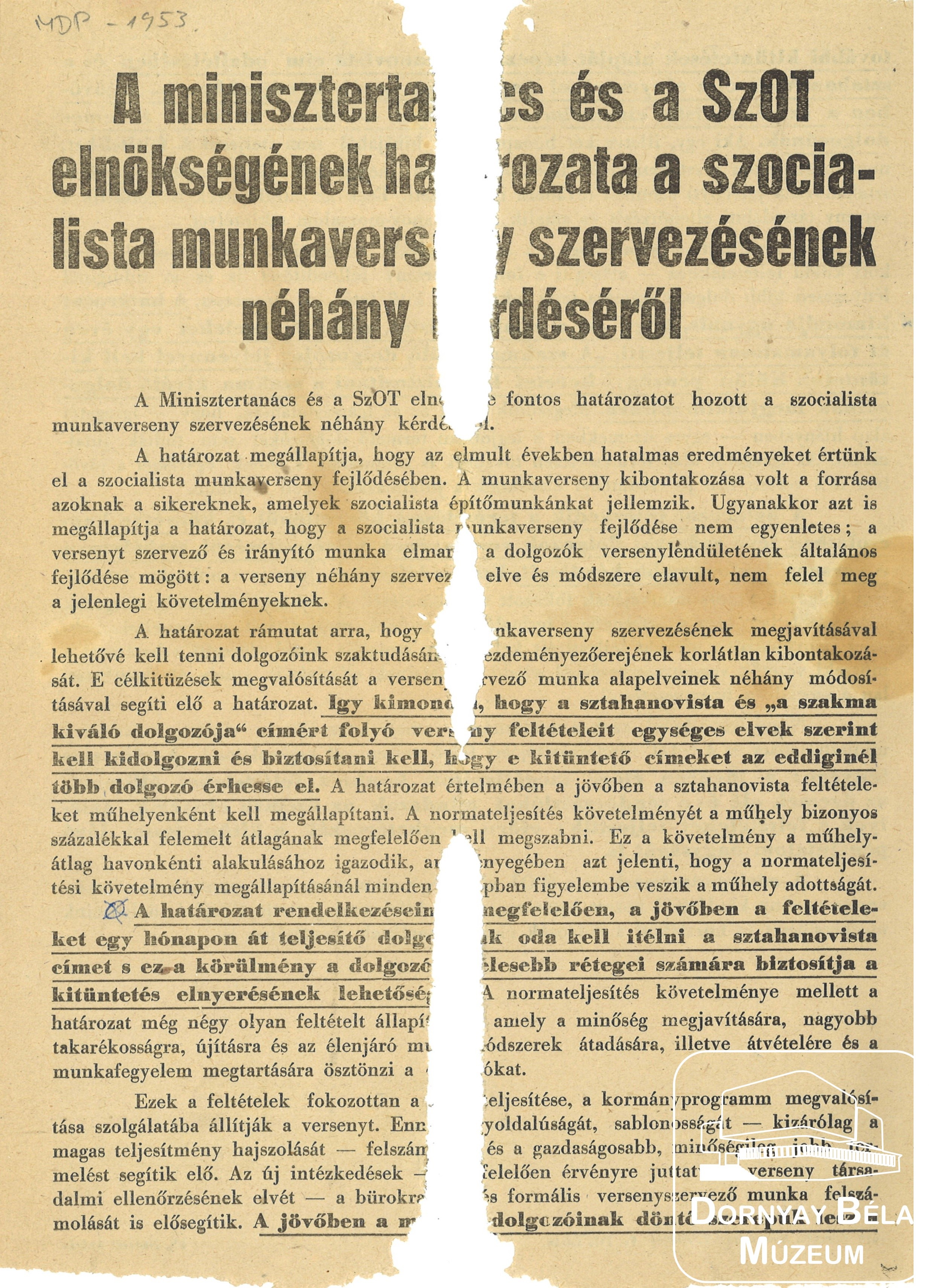 MT-SZOT a munkaverseny szervezésről (MDP (Dornyay Béla Múzeum, Salgótarján CC BY-NC-SA)